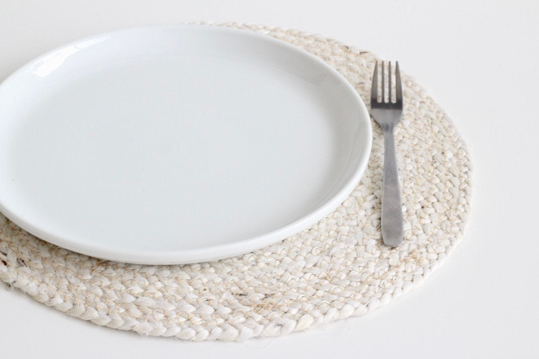 Boho Jute Braided Round Placemat Neutral Dining Decor