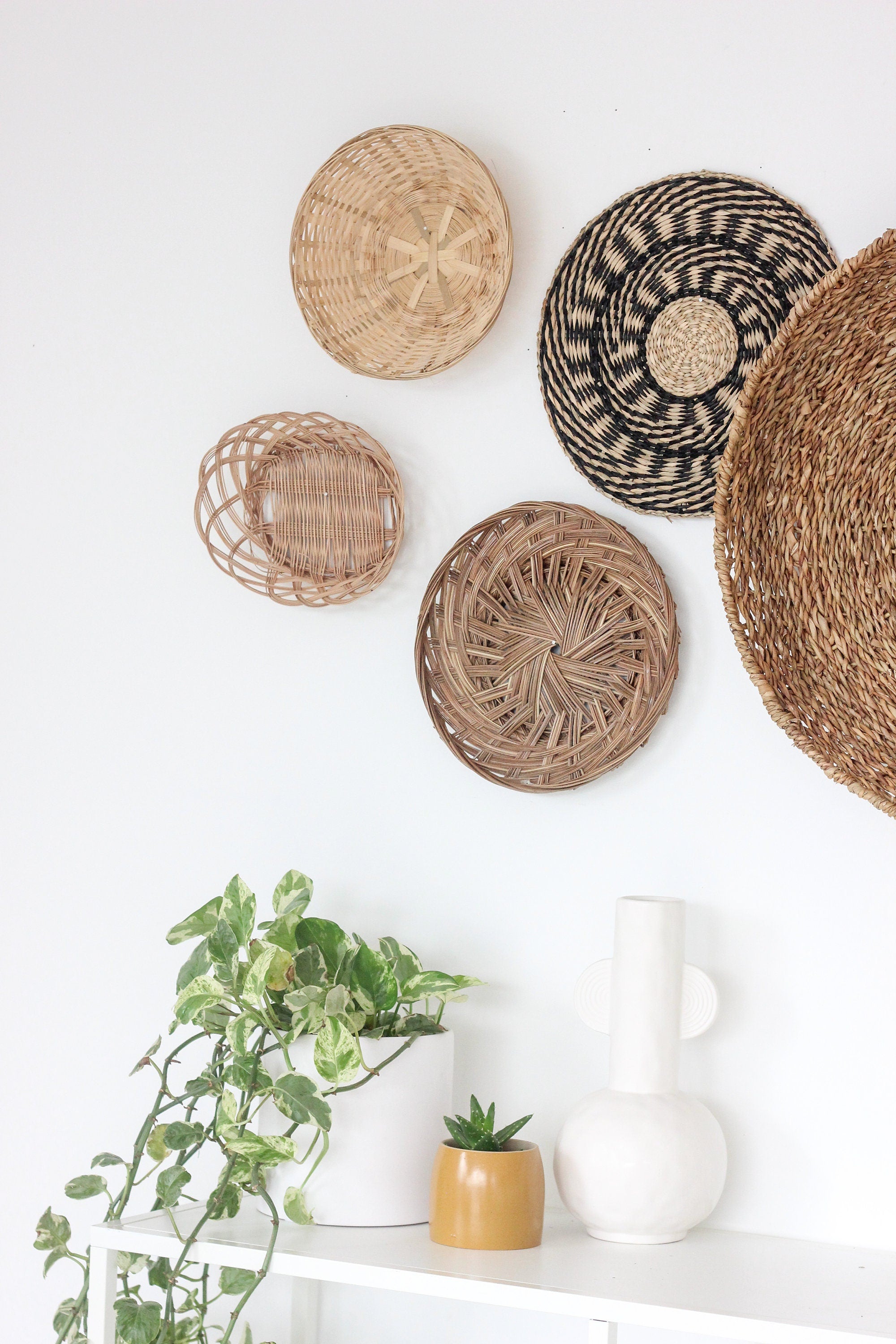 Large Texture Mix Curated Wall Baskets Variety Set