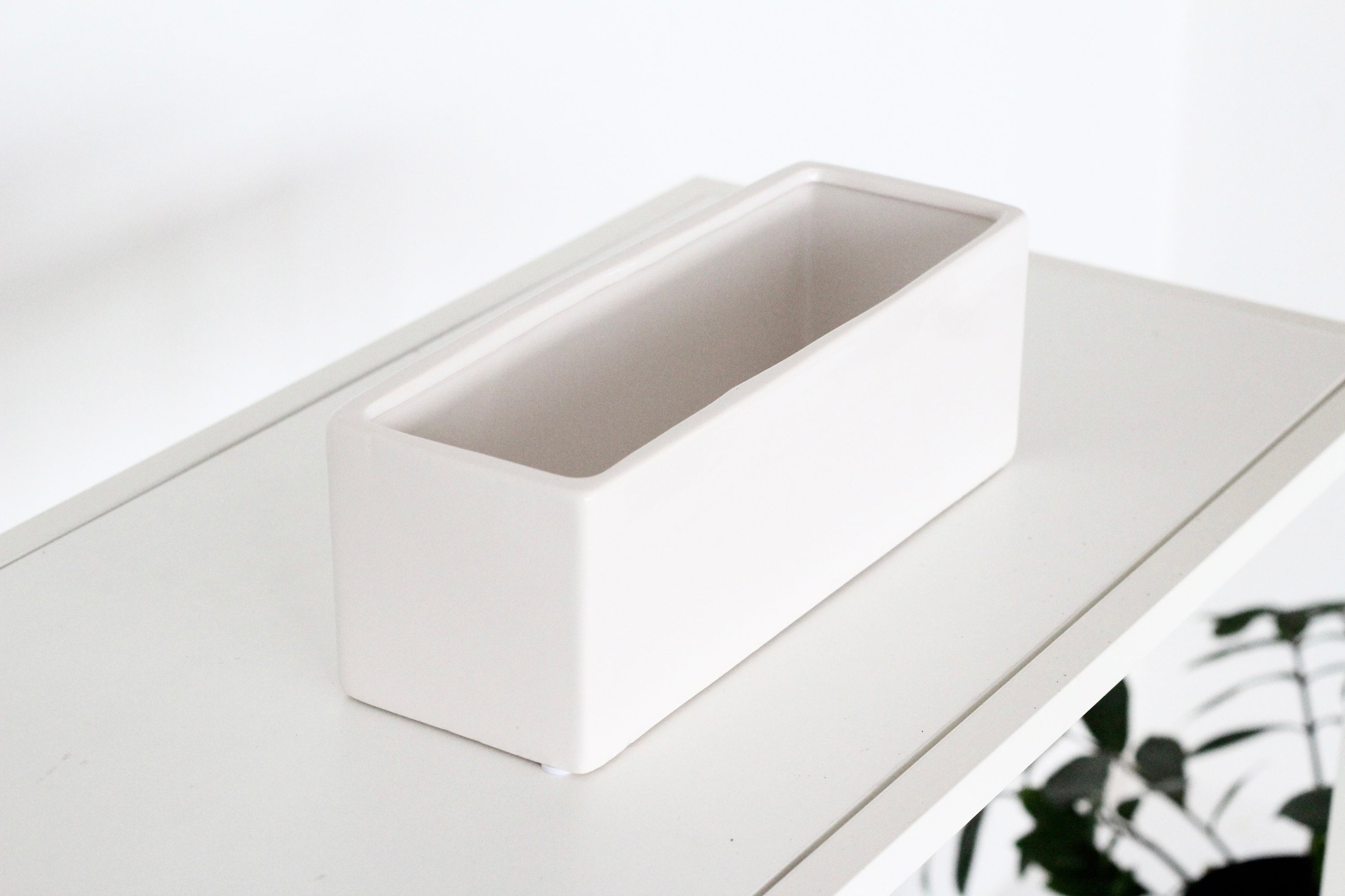 White Ceramic Rectangular Planter Box Indoor