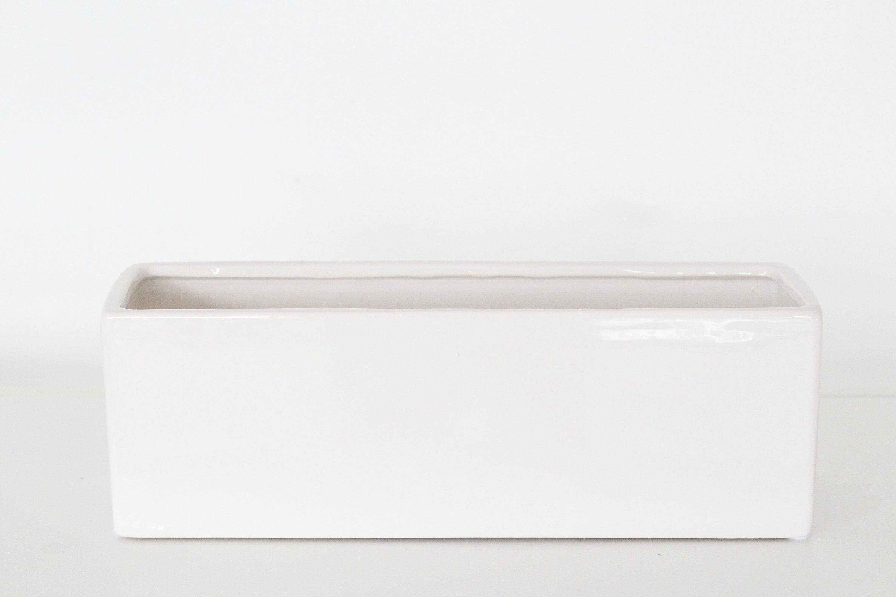 white rectangular indoor planter White Ceramic Rectangular Planter Box Indoor – SPROUT & ABOUT
