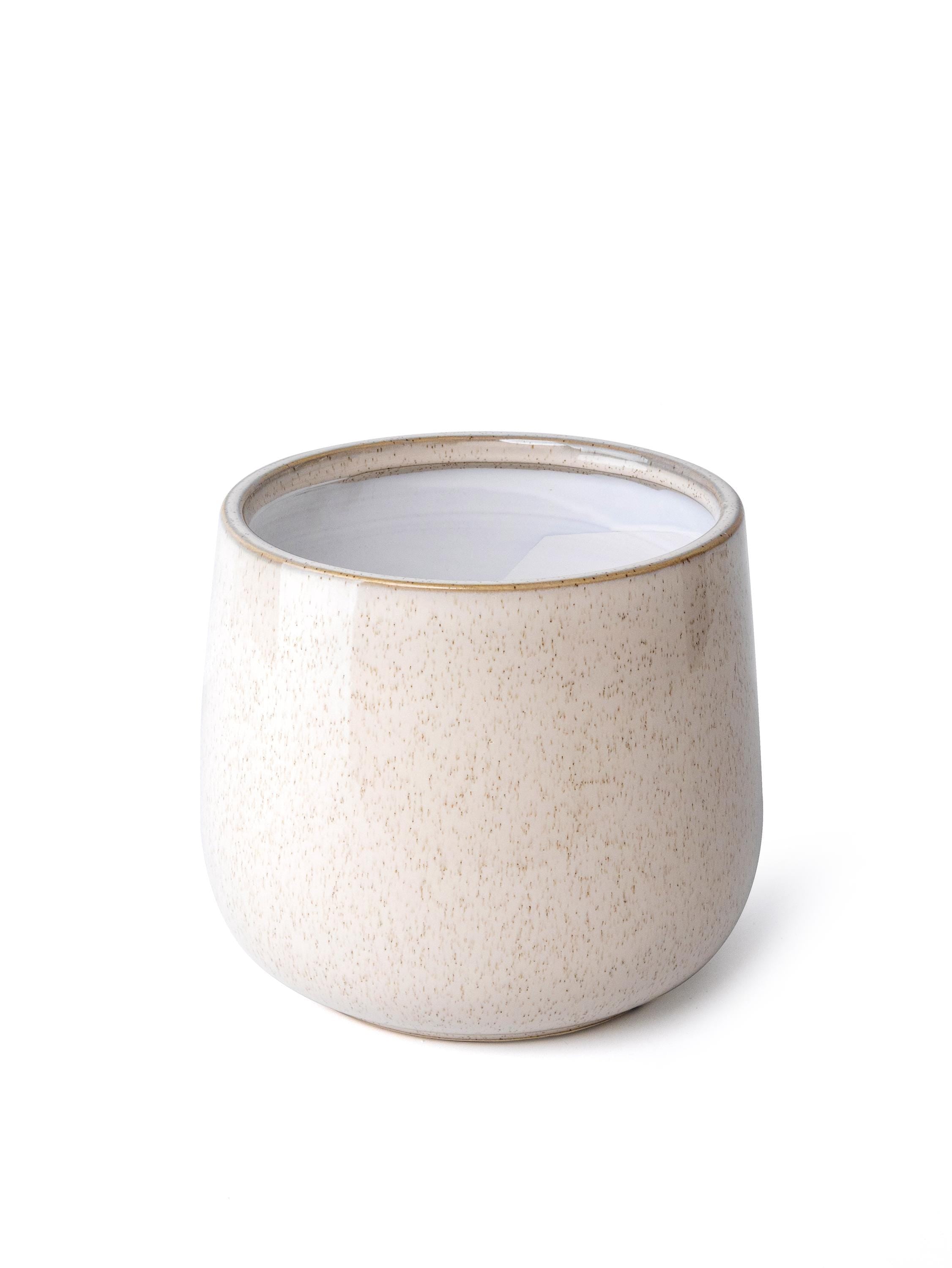Speckled Beige Ceramic Planter | Rounded Glazed Plant Pot for Indoor Plants | Minimalist Boho Home Decor