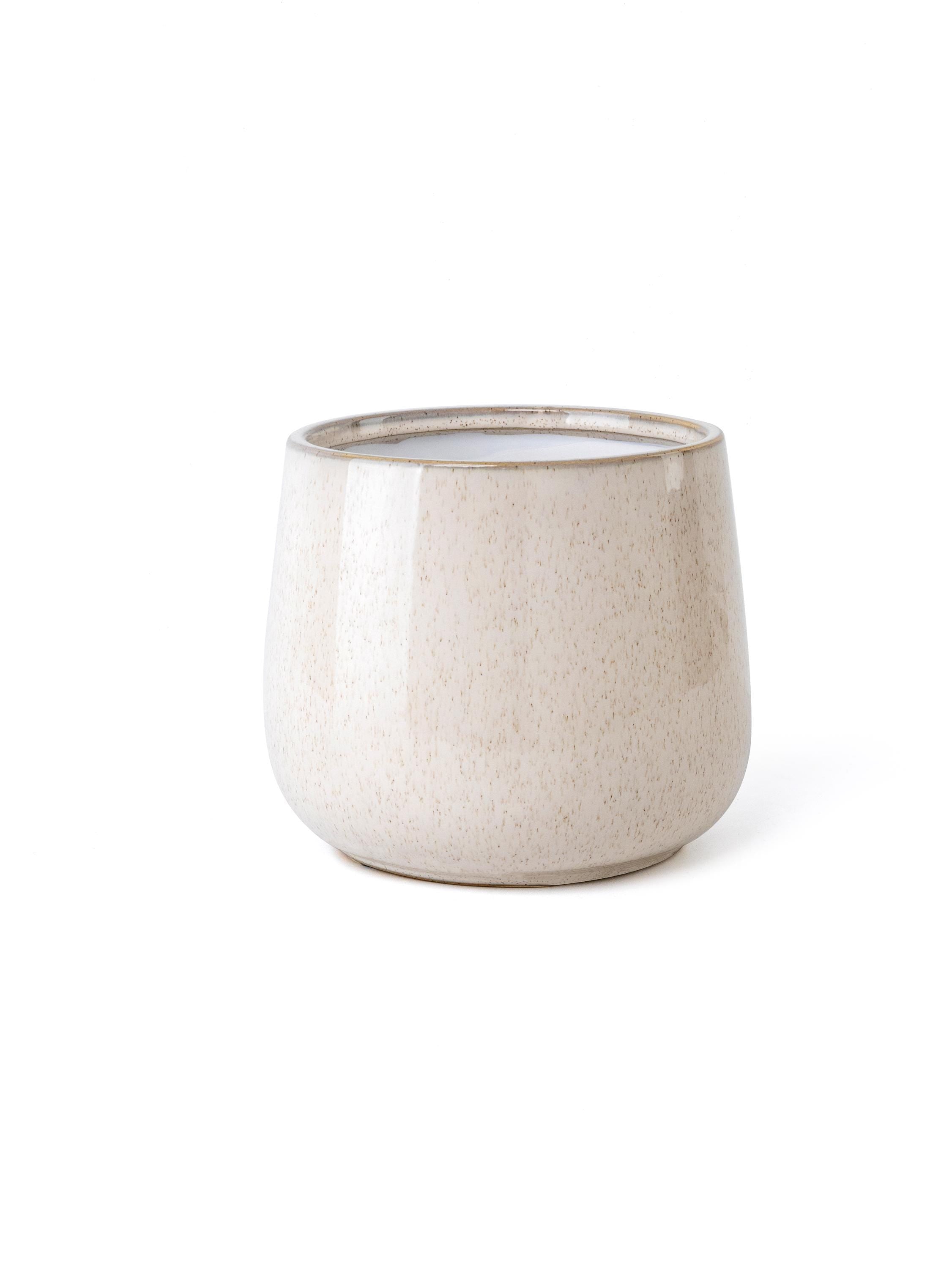 Speckled Beige Ceramic Planter | Rounded Glazed Plant Pot for Indoor Plants | Minimalist Boho Home Decor