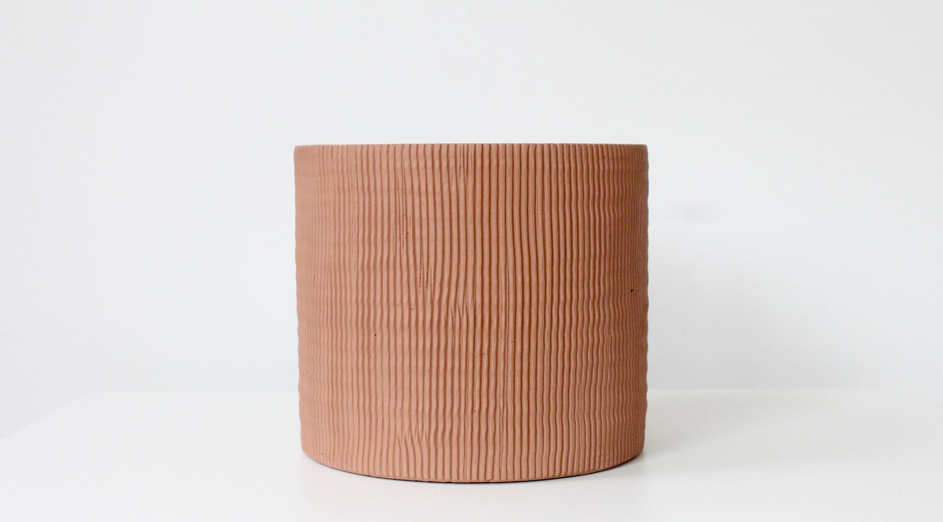 Terracotta Cement Planter | Modern Textured Indoor Plant Pot, Rustic Home or Office Decor
