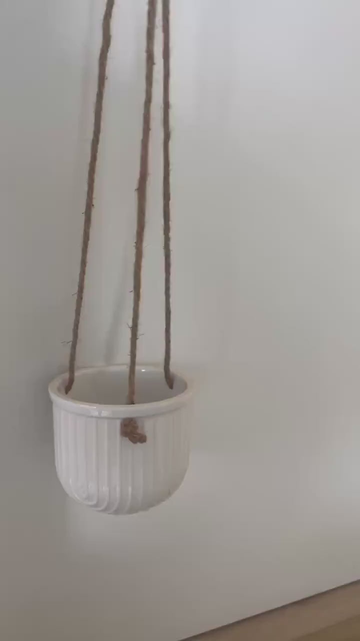 Arch White Hanging Ceramic Planter