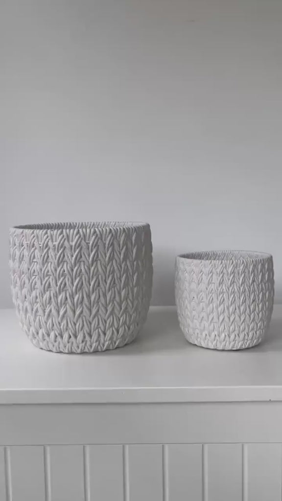 Cream Textured Cement Planter