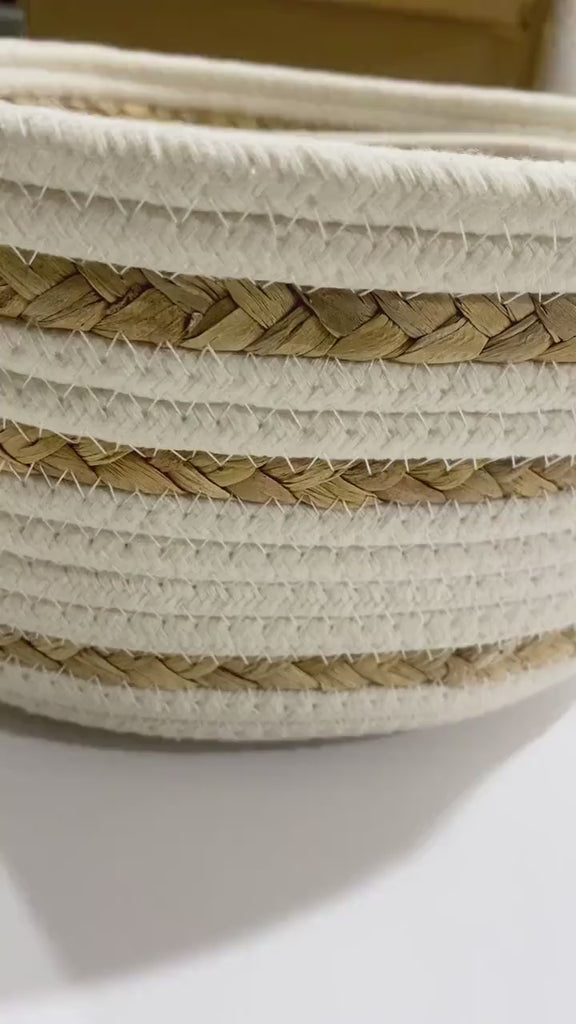 Woven Rope Striped Nesting Storage Basket