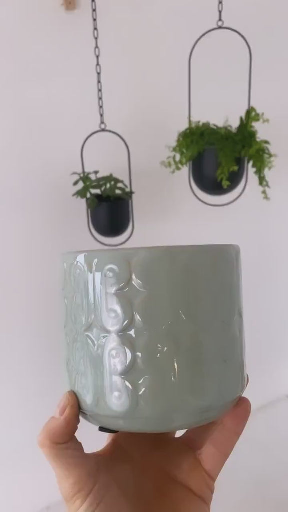 Retro Design Sage Green Reactive Glaze Planter Pot