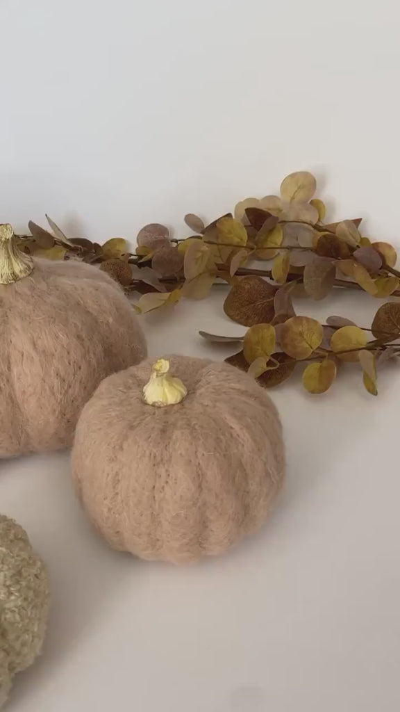 Needle Felt Pumpkin Neutral Fall Decor