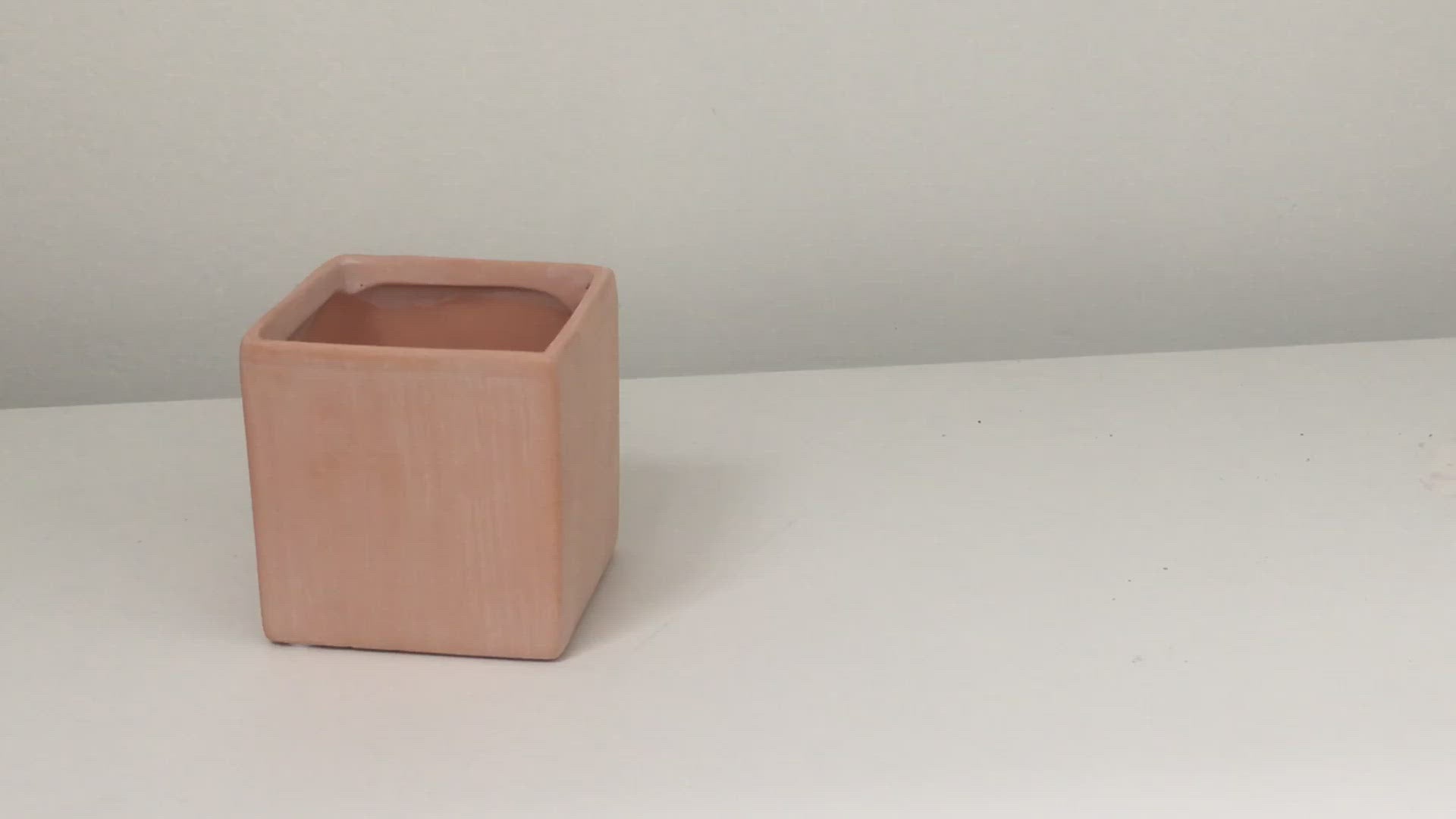 Terracotta Blush Pink Cube Planter