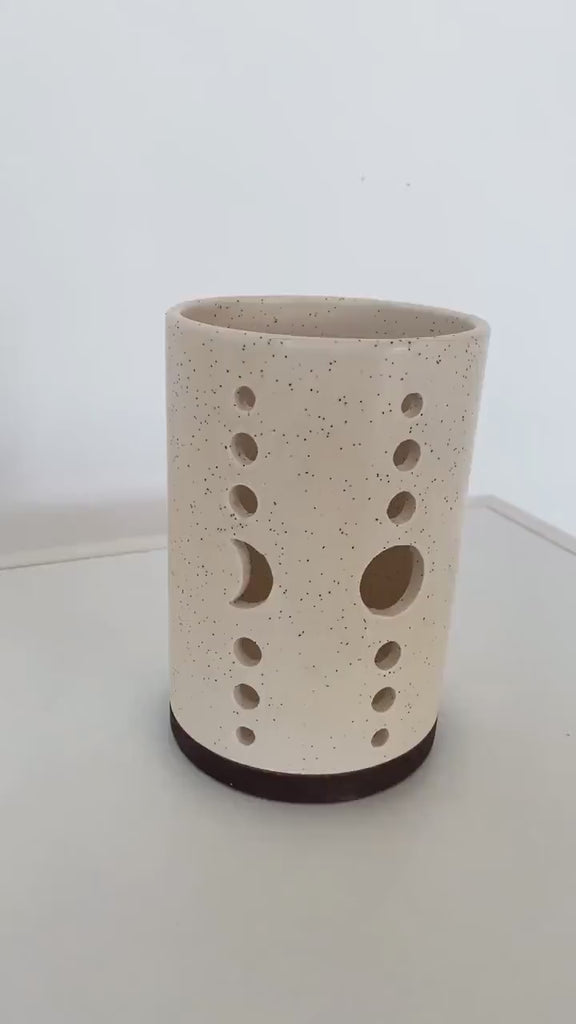 Moon Phases Ceramic Hurricane Candle Holder