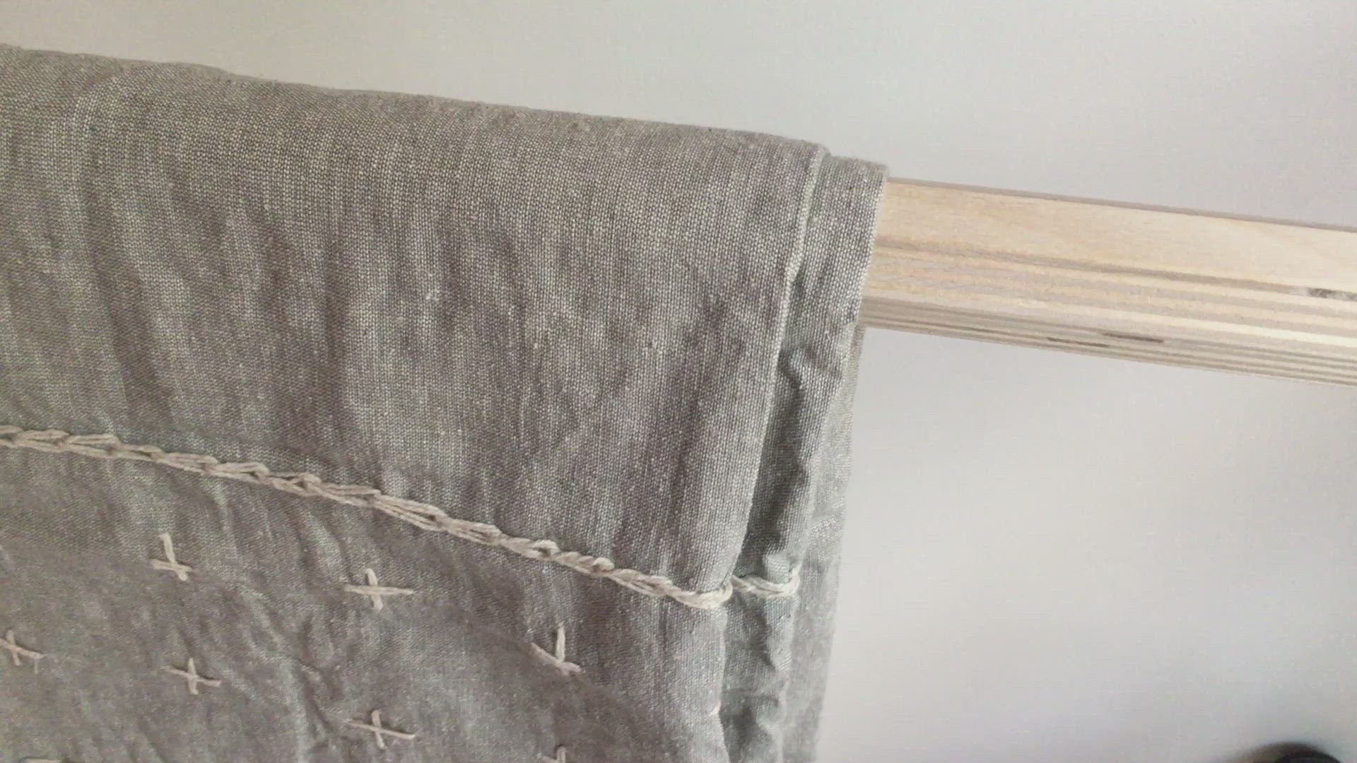 Boho Cross Stitch Tassel Throw in Stone Grey