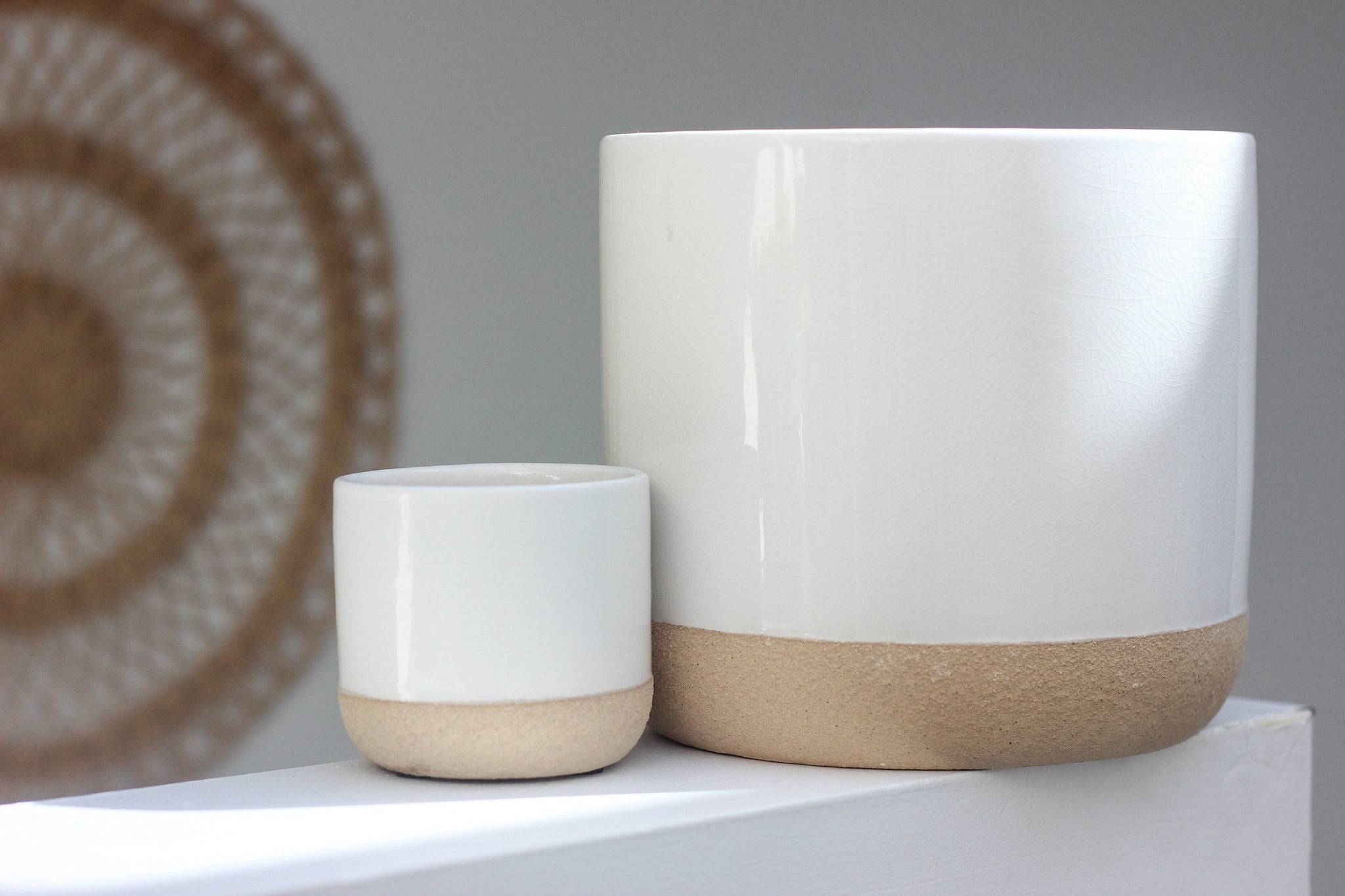white plant pot Ceramic Planter Pot White on Beige – SPROUT & ABOUT