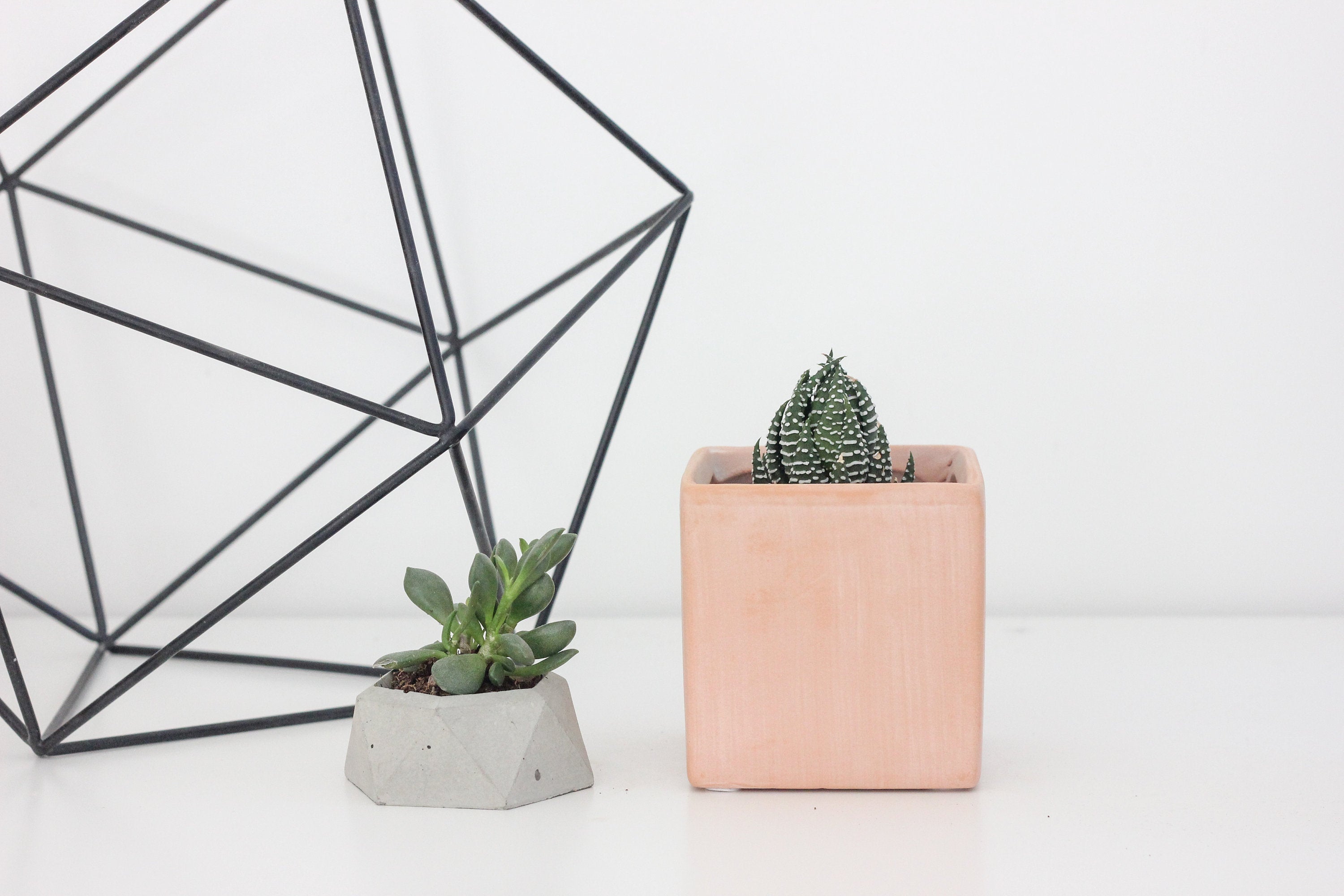 Terracotta Blush Pink Cube Planter