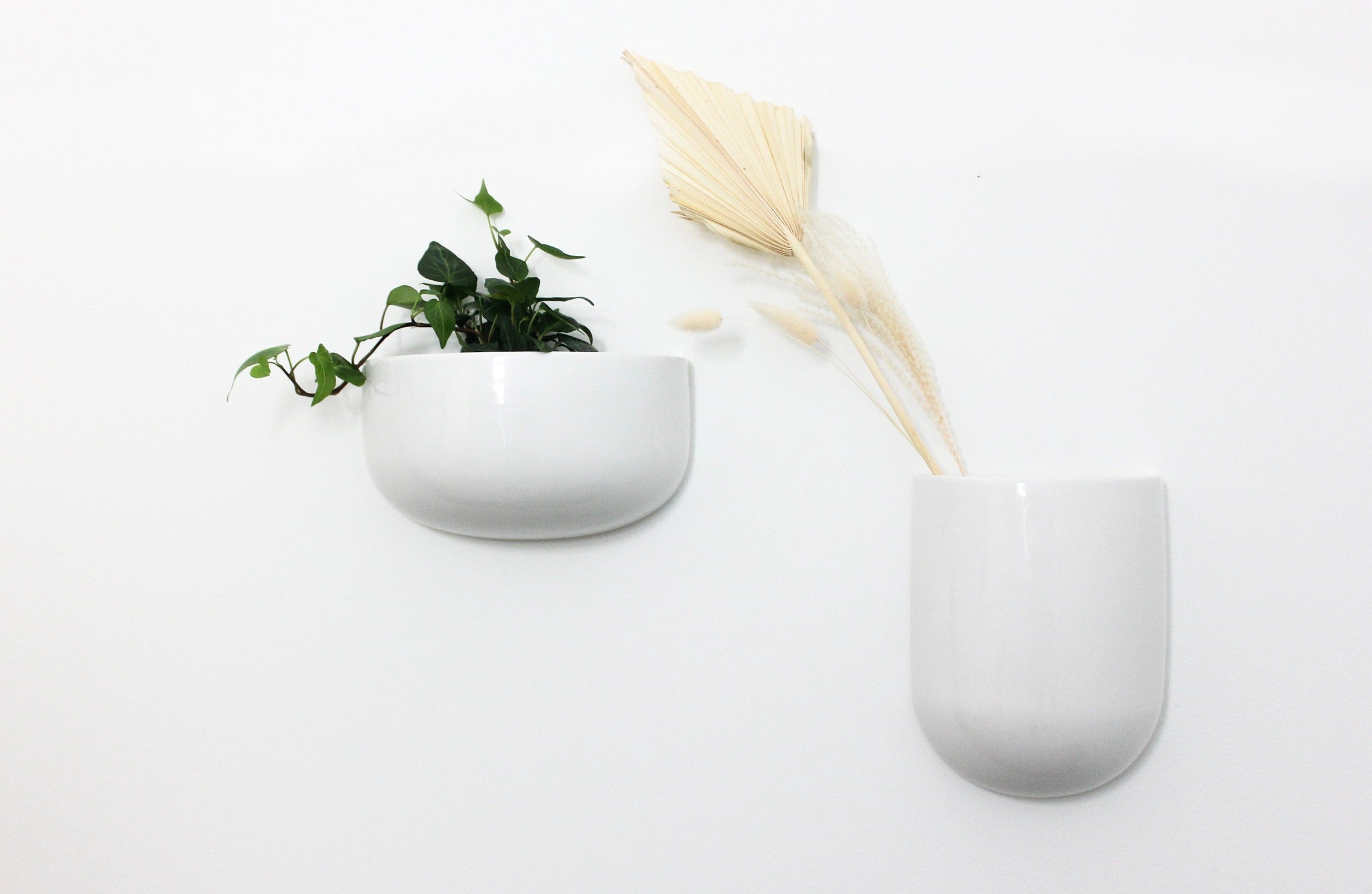 Wall Vase Planter in White Ceramic