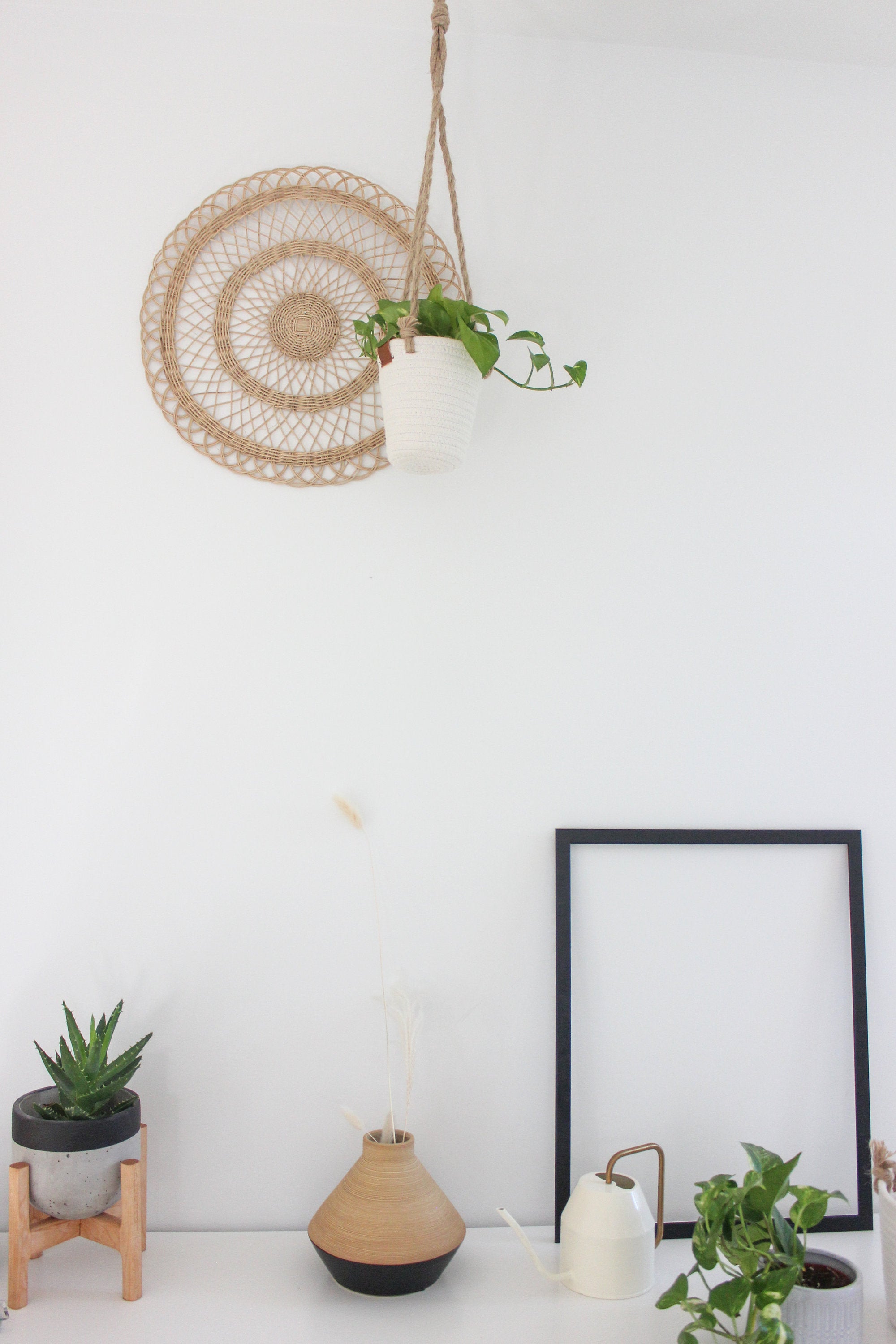 white rope hanging planter Off White Cotton Rope Hanging Planter Basket – SPROUT & ABOUT