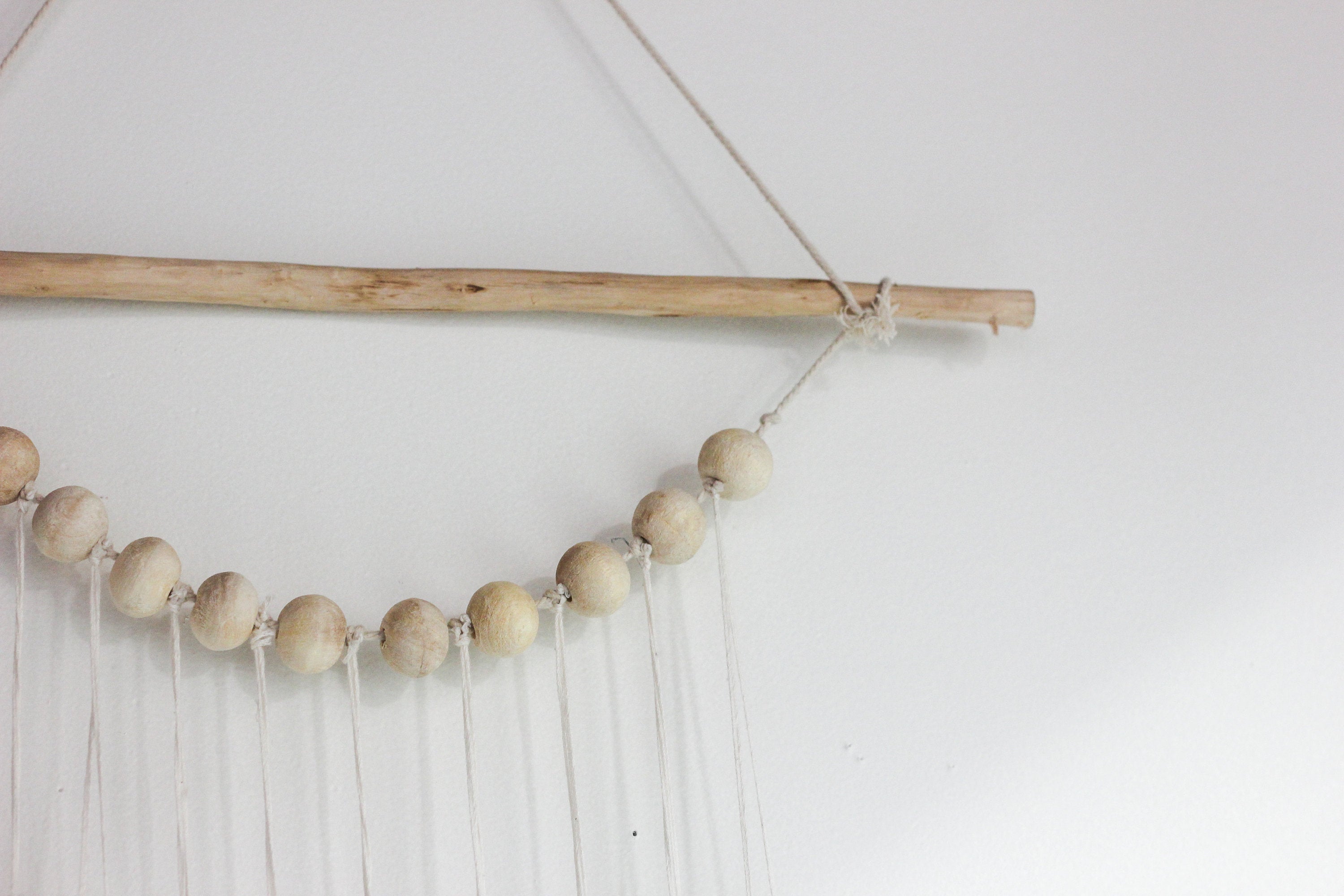 Boho Taupe Ombre Tassel Wood Wall Hanging
