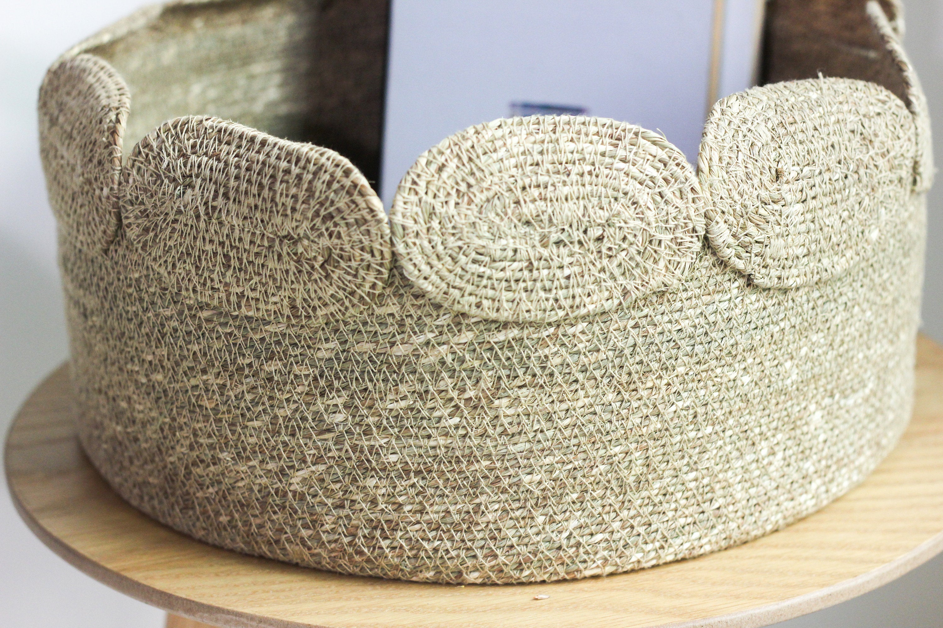 Seagrass Woven Baskets Storage with Oval Accents Boho Home Decor