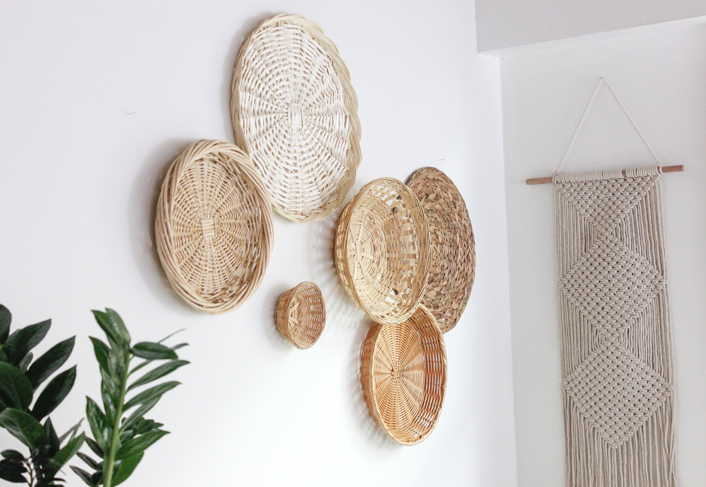 Natural Boho Wall Basket Arrangement Set