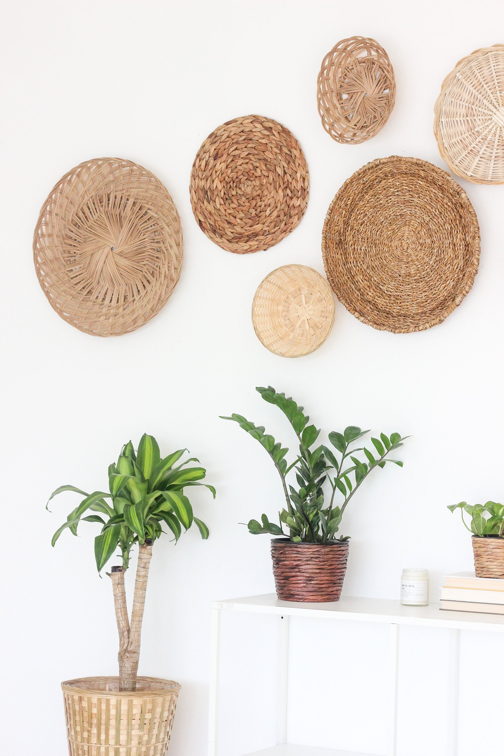 Boho Neutral Decor Curated Wall Baskets Large Set