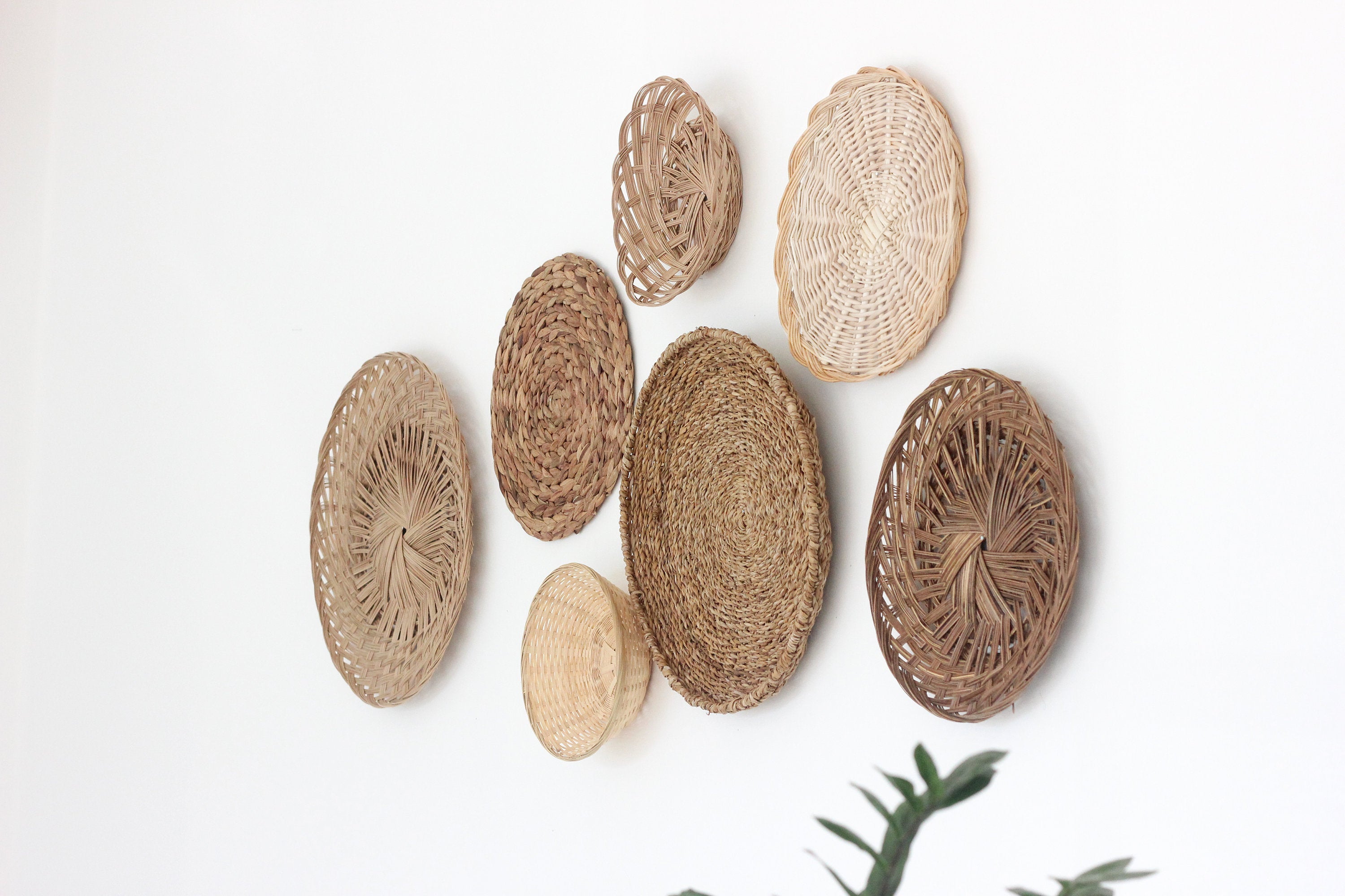 Boho Neutral Decor Curated Wall Baskets Large Set