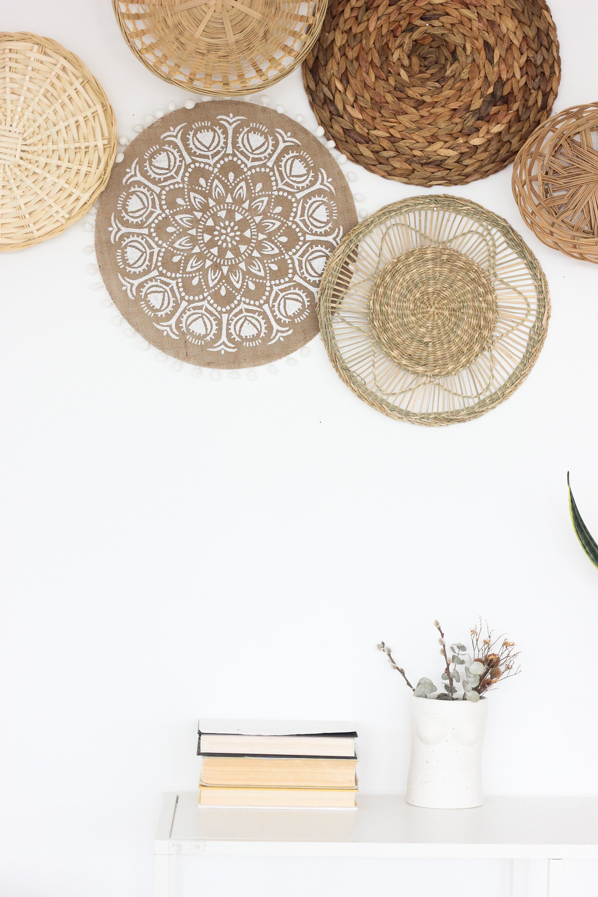 Ivory Rattan Mix Curated Wall Baskets Set