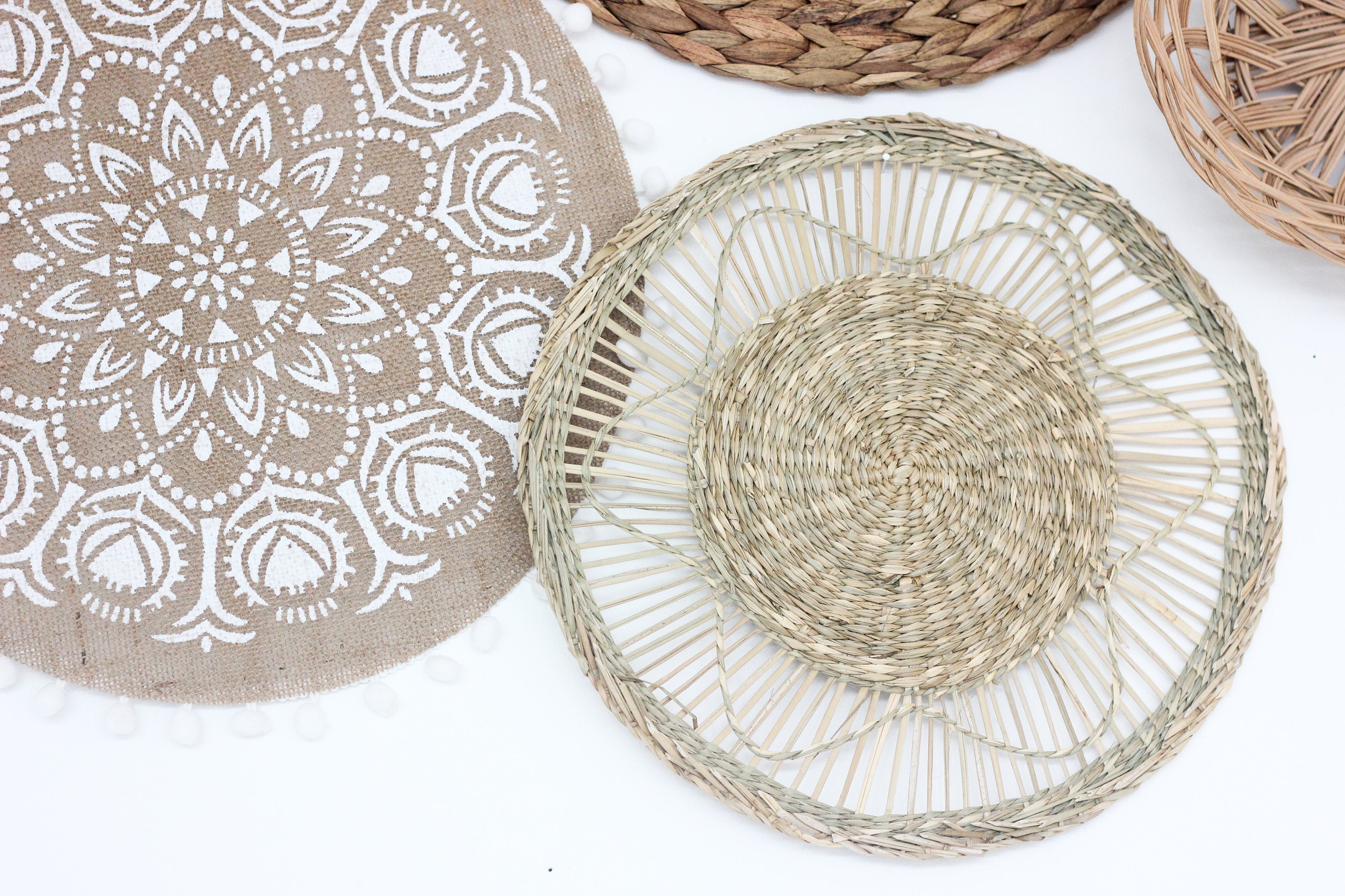 Ivory Rattan Mix Curated Wall Baskets Set