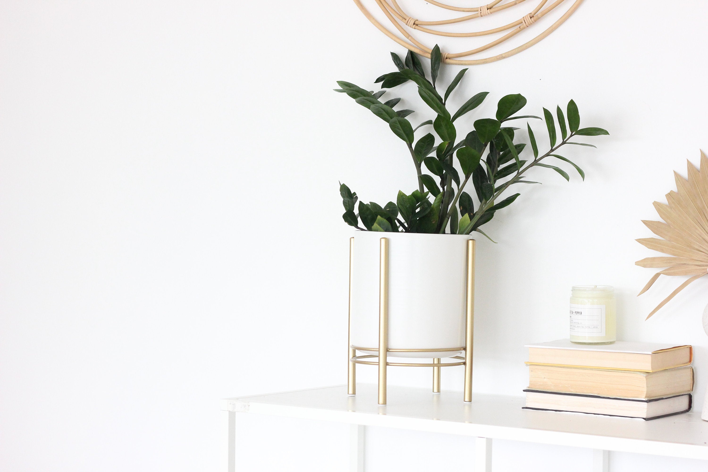 gold planter pot with stand Black Standing Planter Pot with Modern Gold Plant Stand – SPROUT & ABOUT