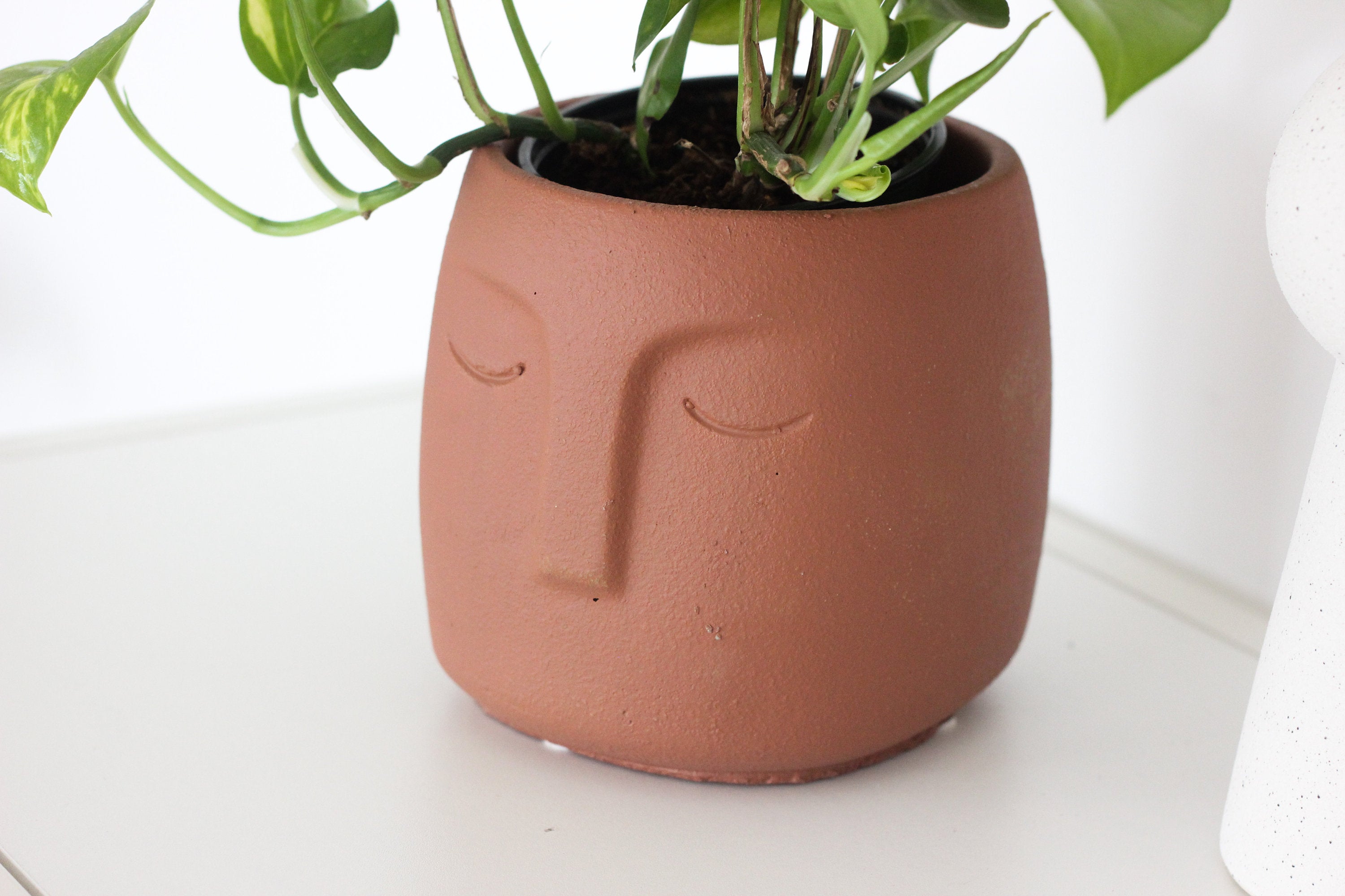 Terracotta Face Planter Flower Vase