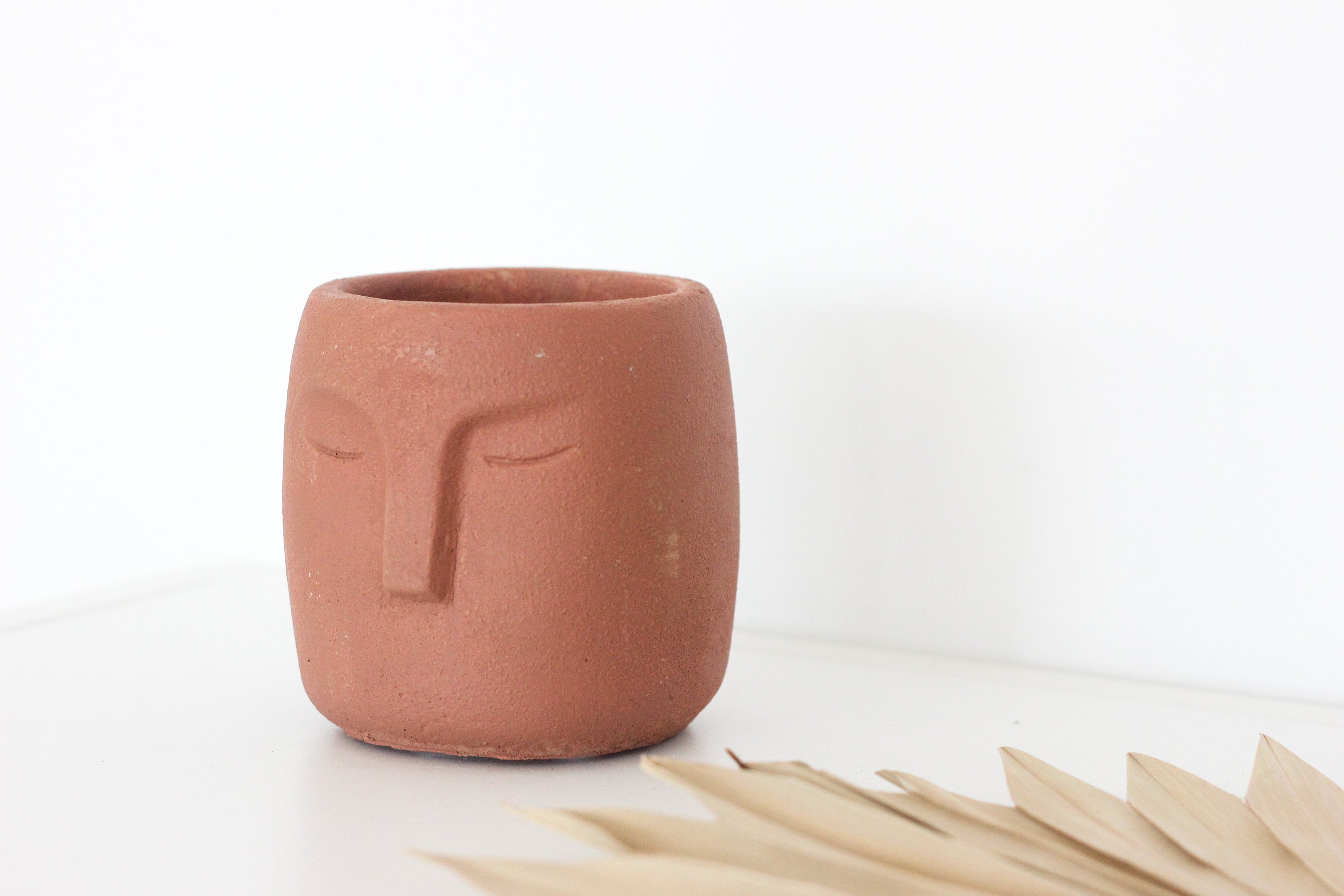 Terracotta Face Planter Flower Vase