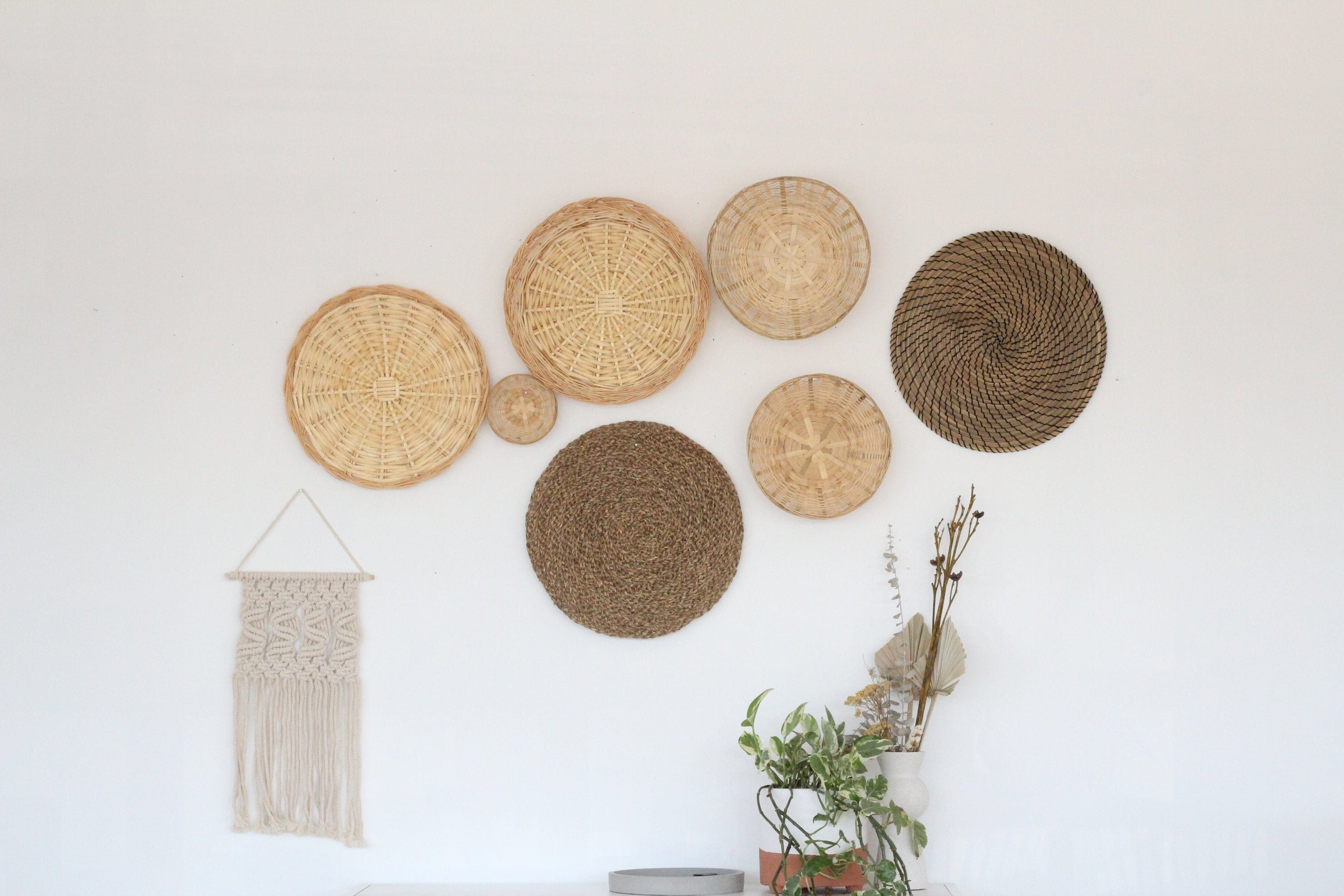 Woven Boho Curated Wall Baskets Set