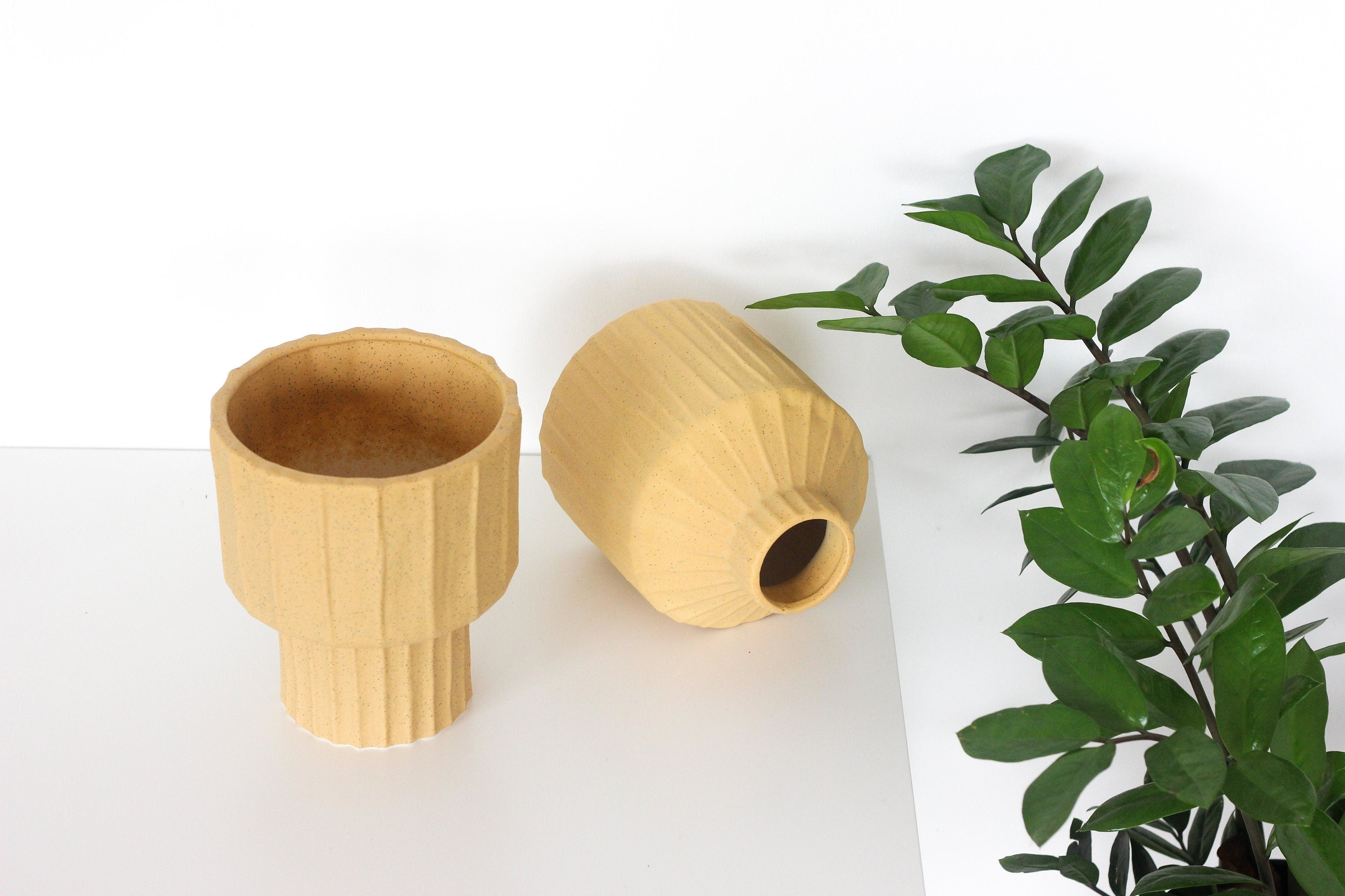 Mustard Terracotta Vase and Planter Pot with Speckles