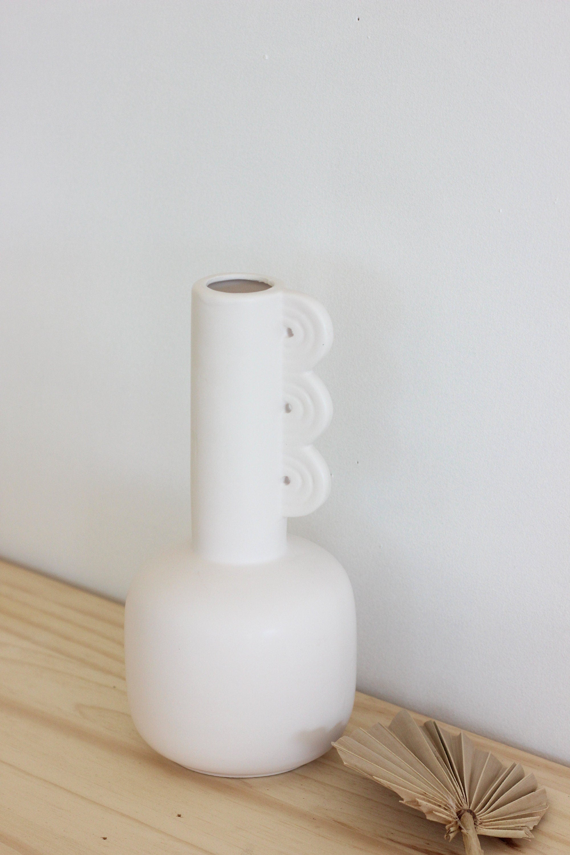 Scuptural Textured Glazed Ceramic Vase