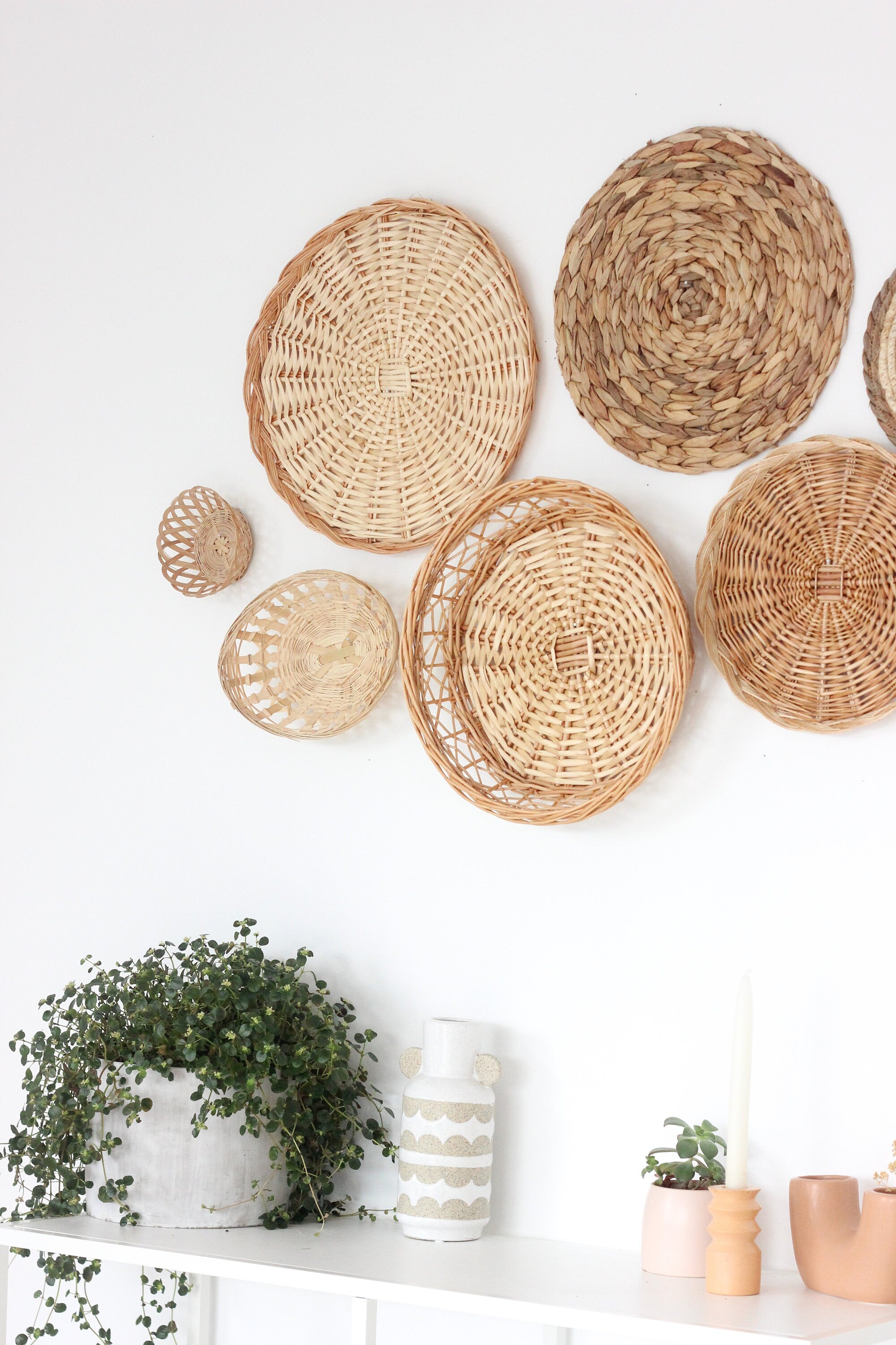Neutral Contrast Curated Wall Baskets Variety Set