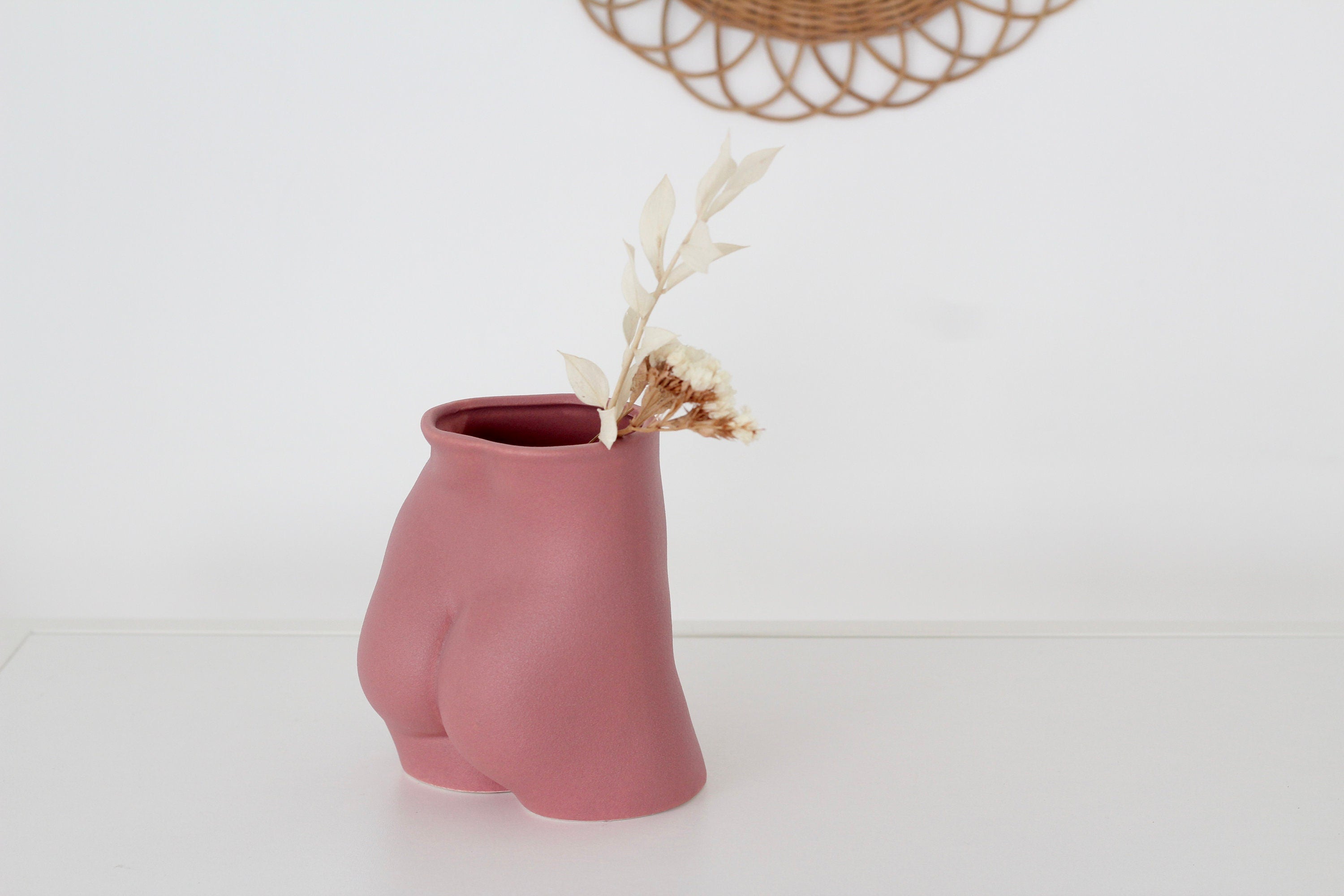 Female Body Vase Earth Tone and White Ceramic