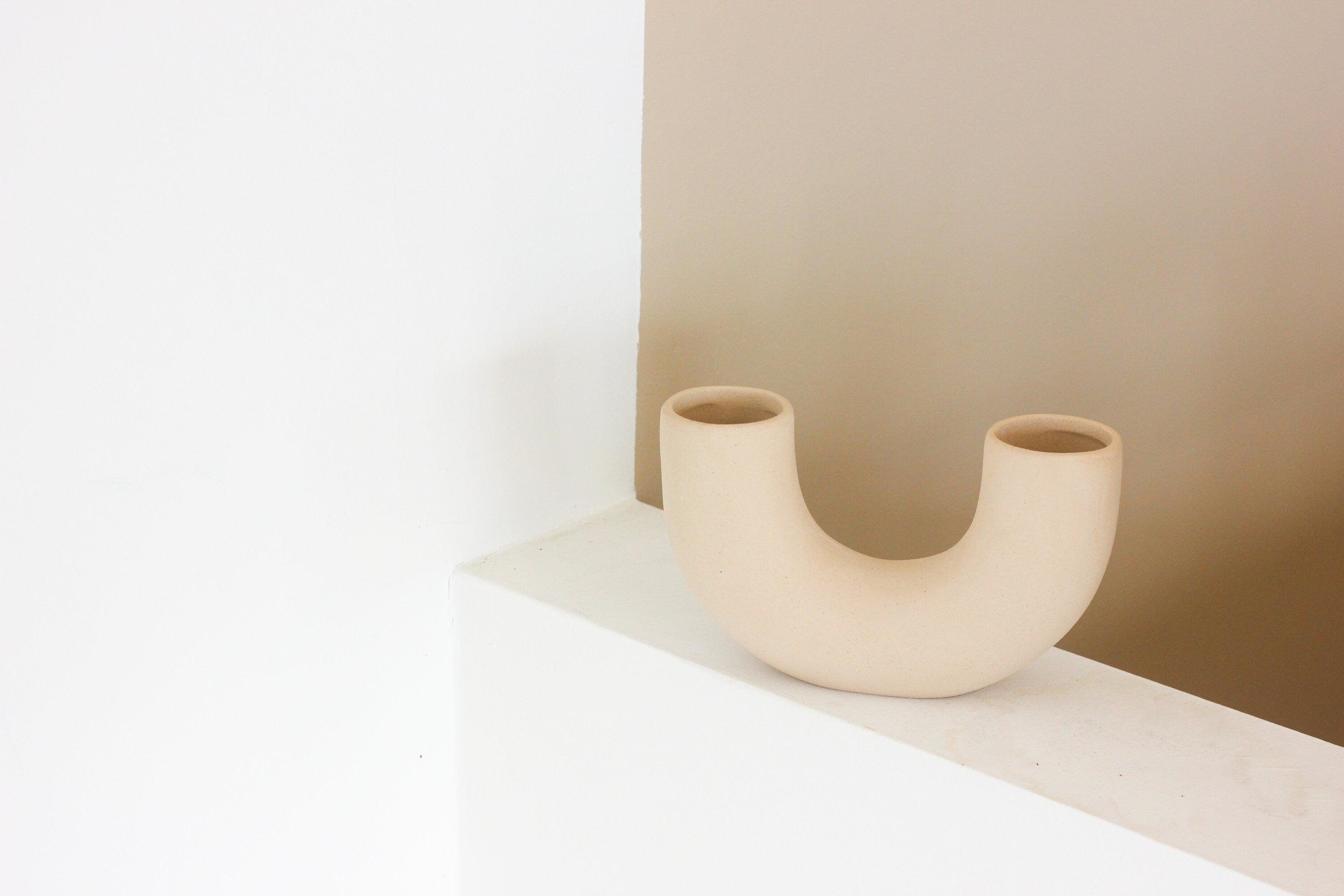 U Shaped Nordic Ceramic Sculptural Vase Half Donut