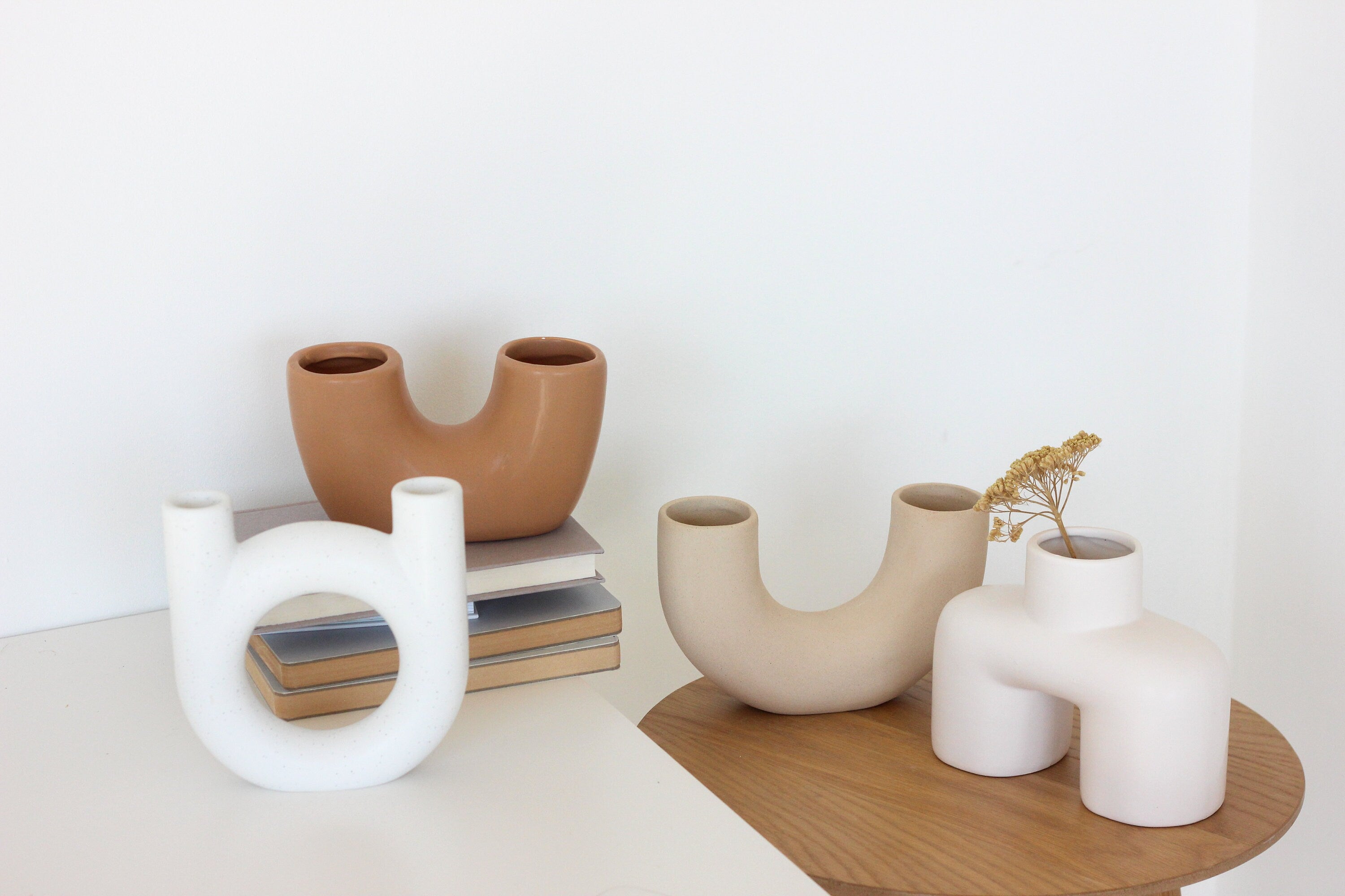 U Shaped Nordic Ceramic Sculptural Vase Half Donut