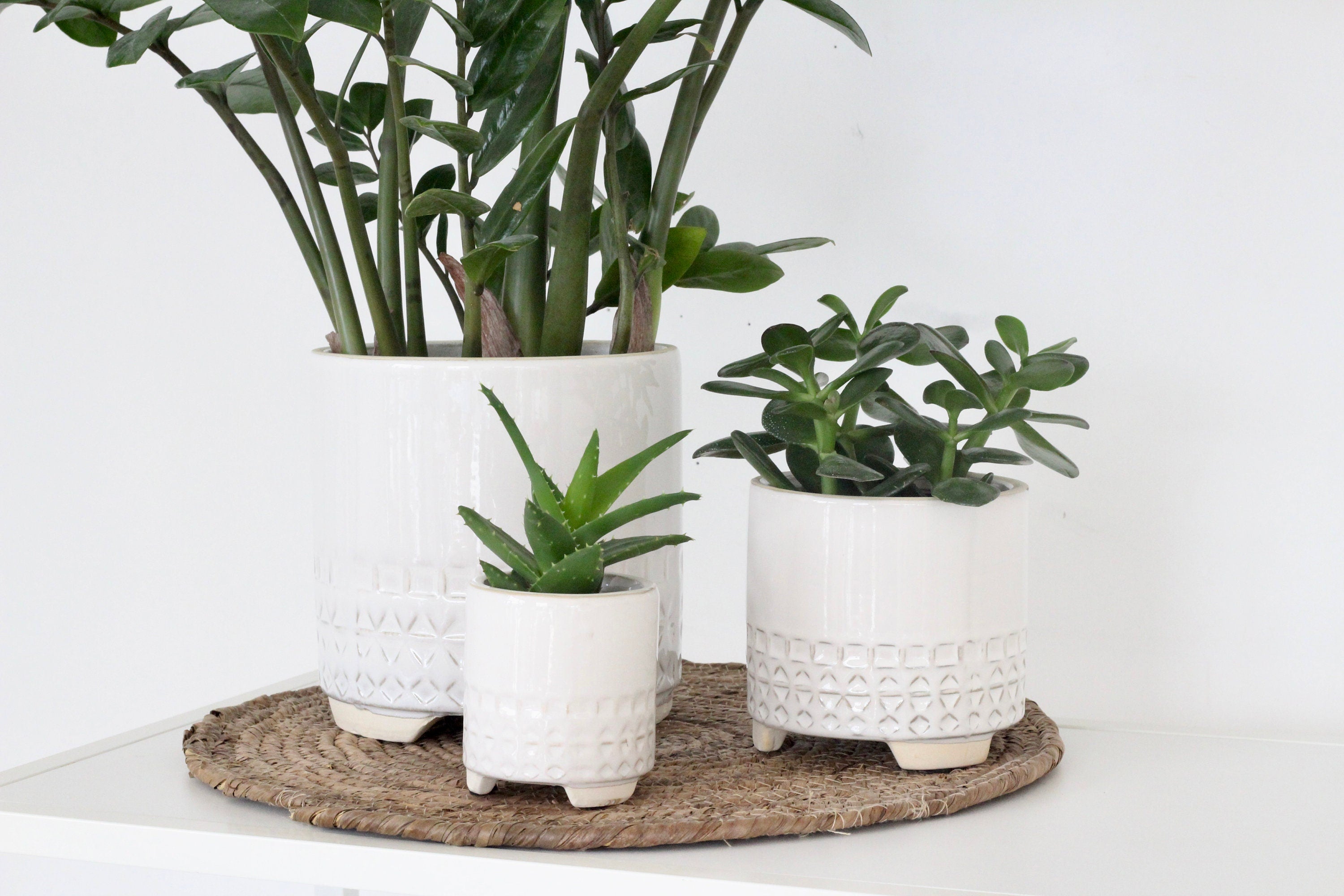 footed planter pot White and Beige Ceramic Footed Planter Pot – SPROUT & ABOUT