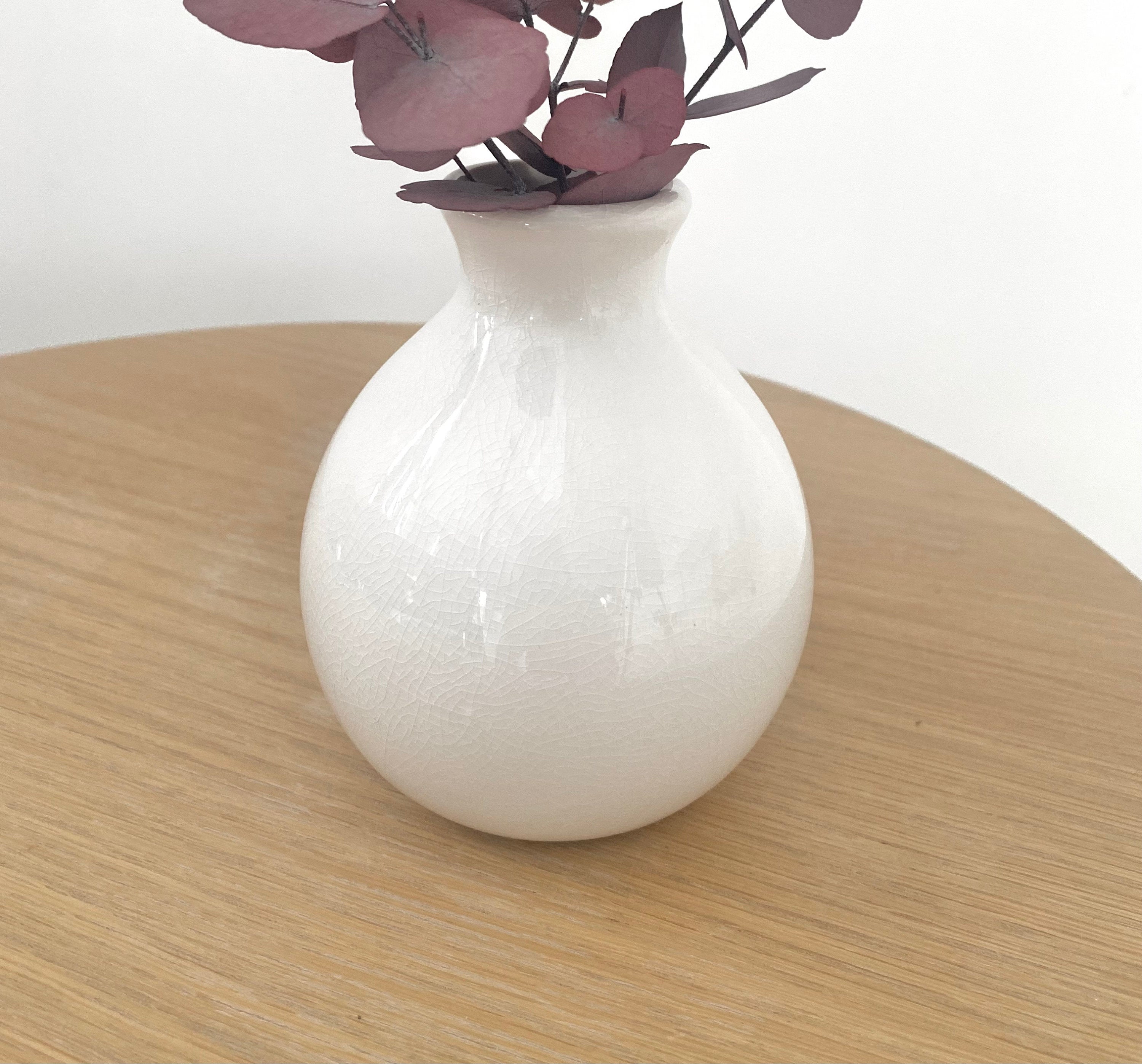 Crackle Glaze Minimalist White Bud Vases for Dried and Fresh Flowers