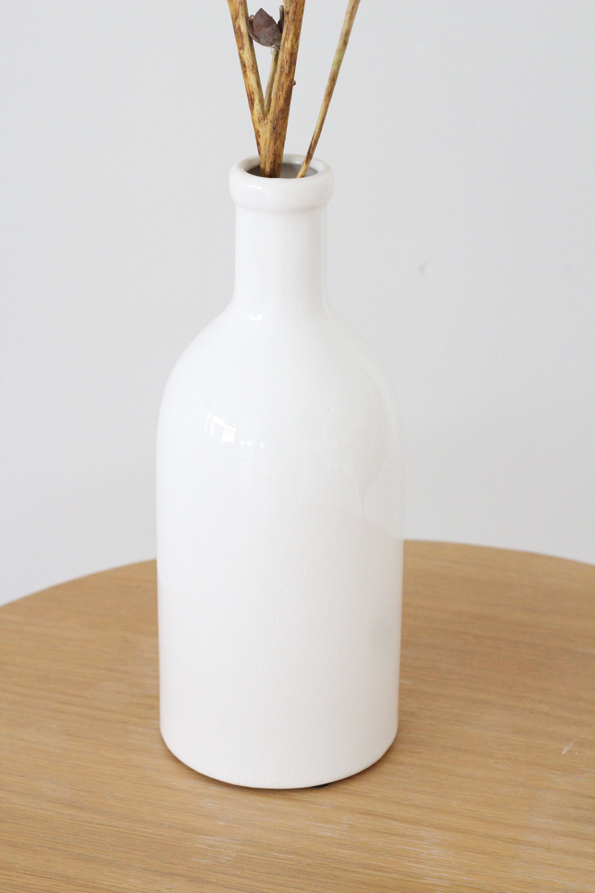 Crackle Glaze Minimalist White Bud Vases for Dried and Fresh Flowers
