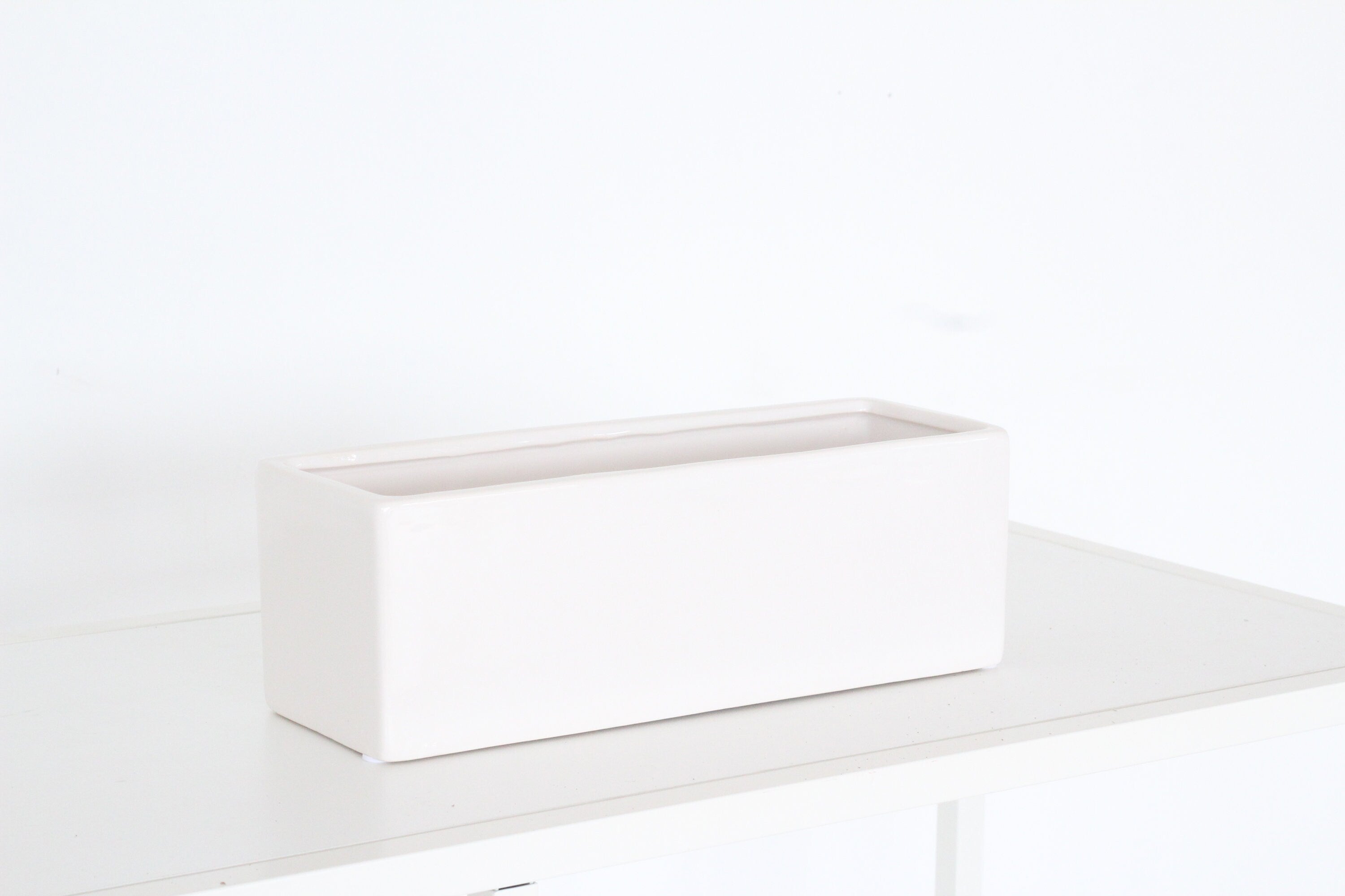 White Ceramic Rectangular Planter Box Indoor