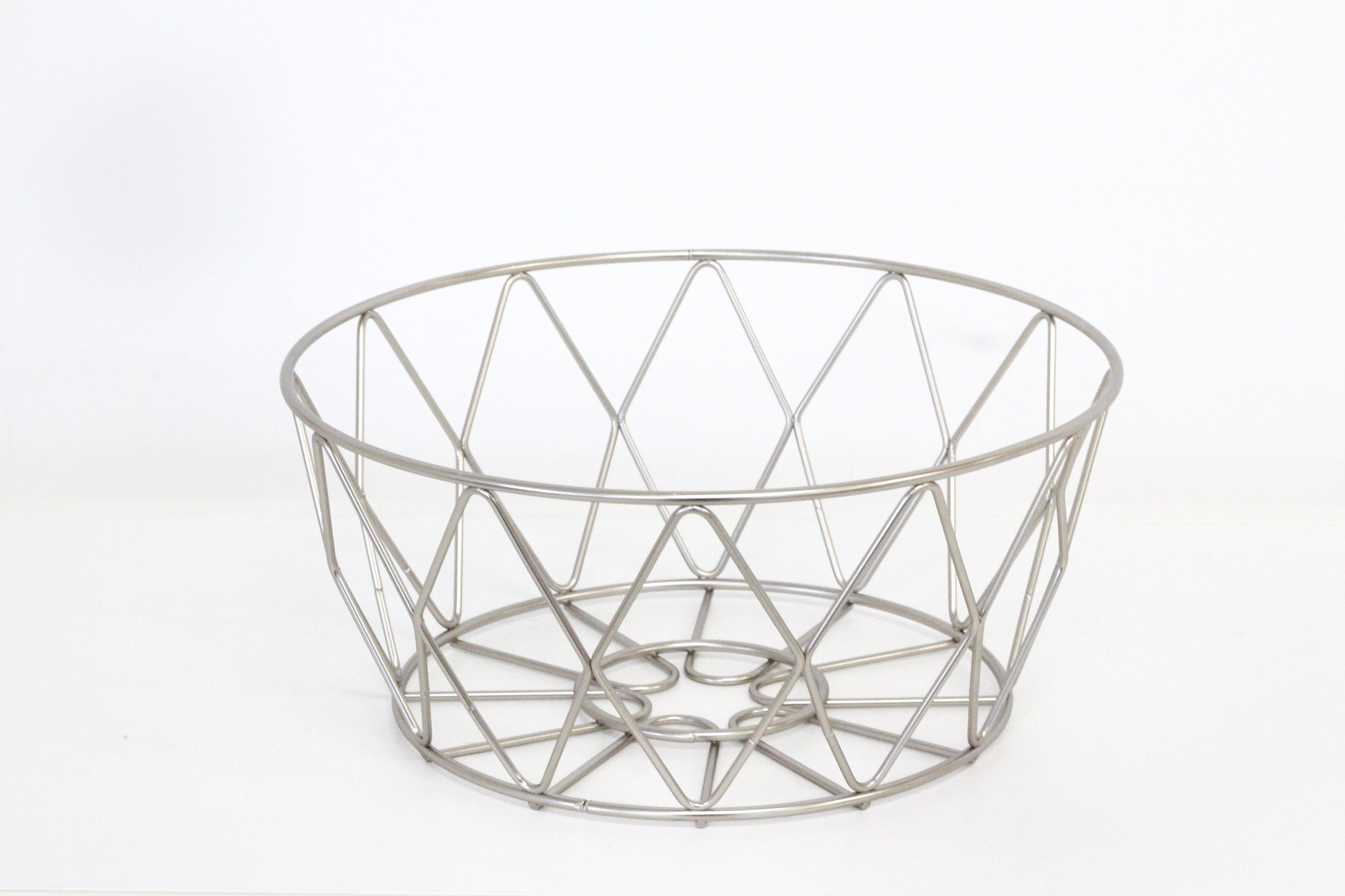 Satin Chrome Wire Basket for Fruits, Pantry Organization, Bathroom Storage and Entryway
