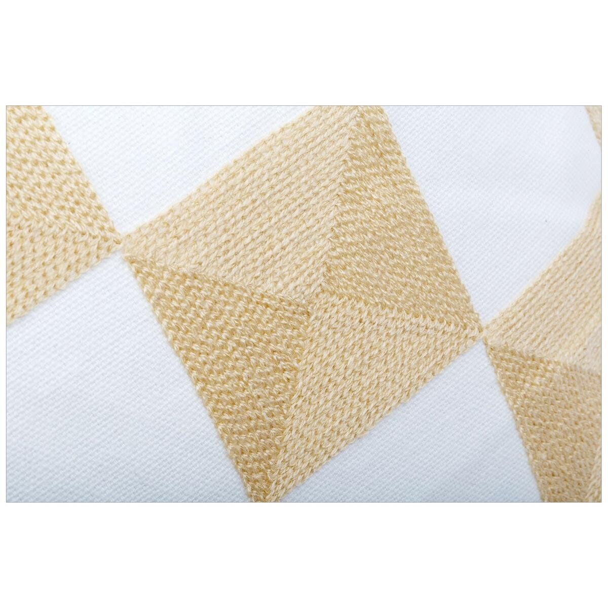 Woven Checkered Throw Pillow Beige and White CLOSING SALE