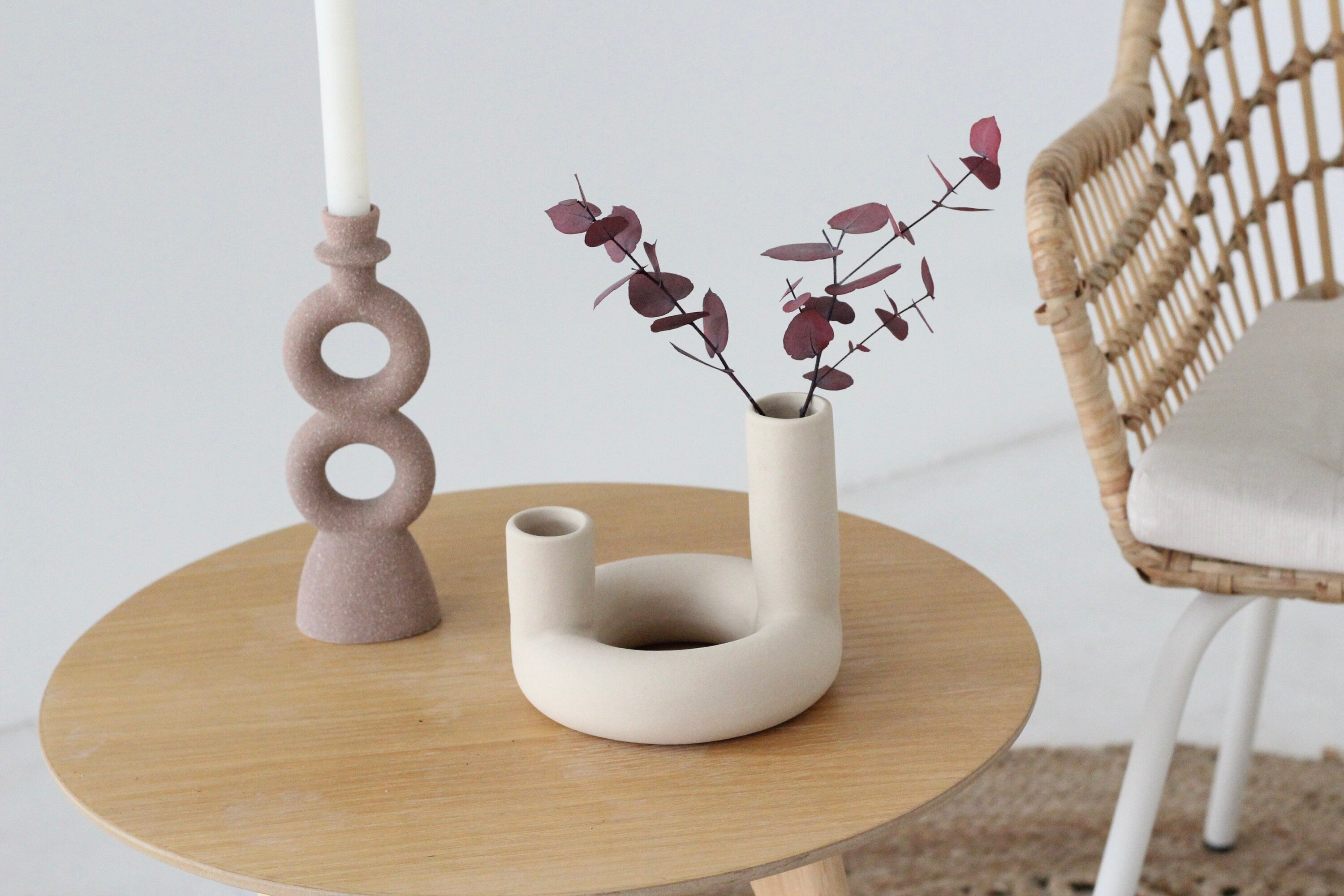 Nordic Ceramic Bud Vase in Soft Beige