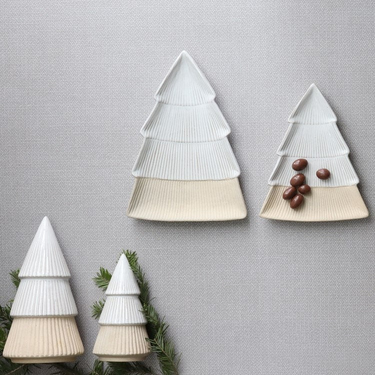 Large Ceramic Christmas Tree for Mantel Decor | Hygge Boho Scandinavian Christmas Village Decor