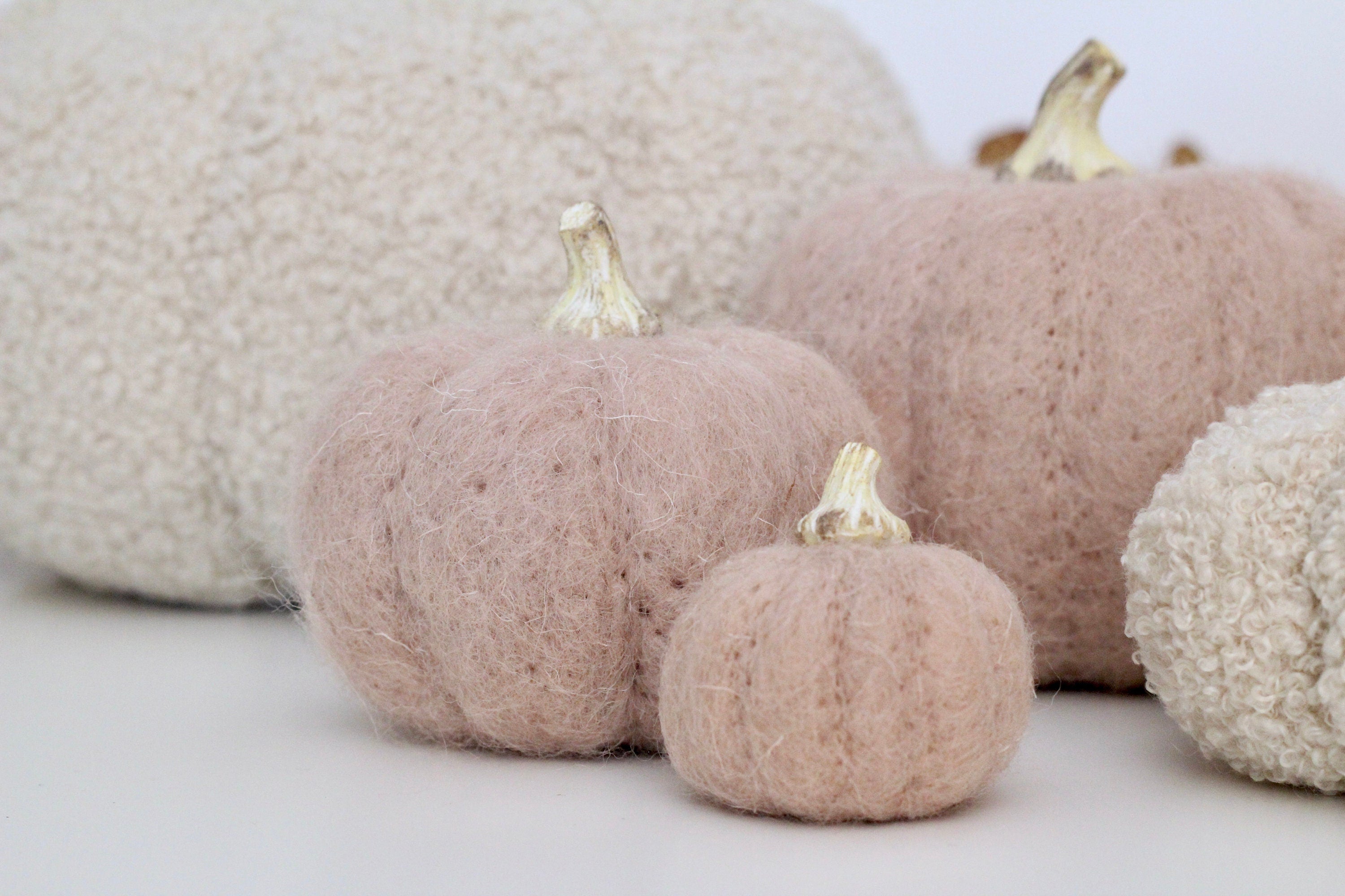 Needle Felt Pumpkin Neutral Fall Decor